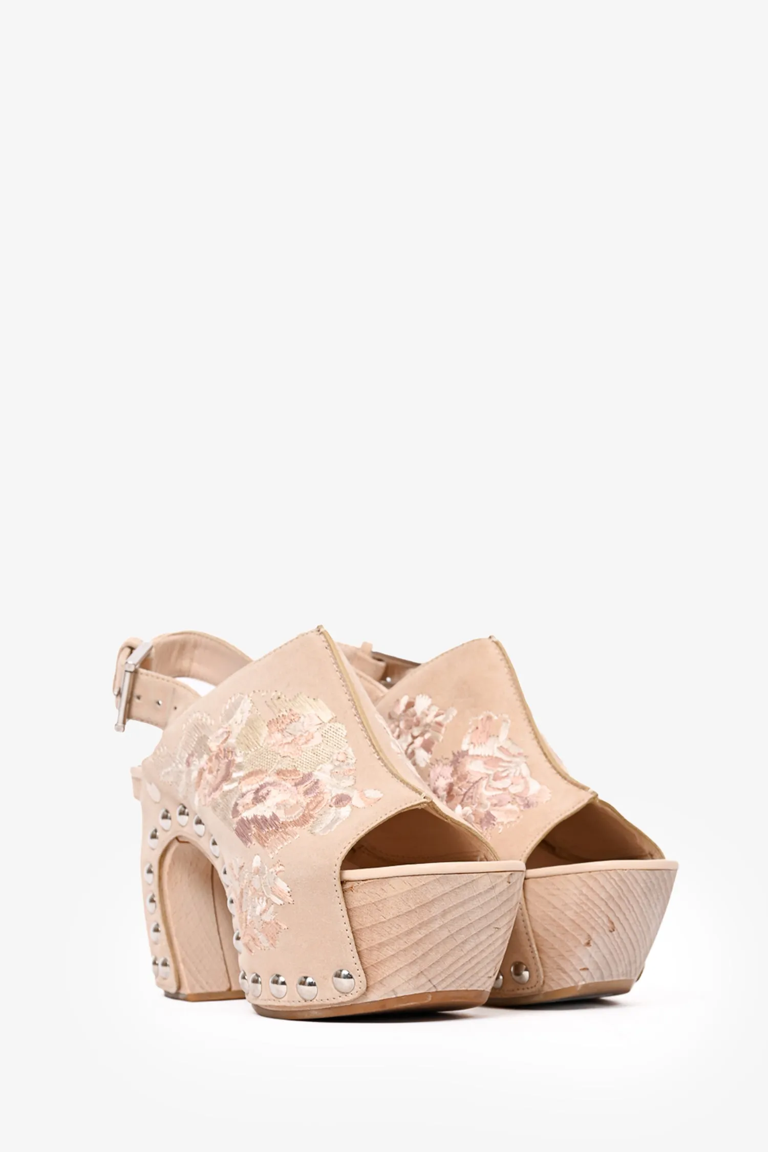 Alexander McQueen Beige Suede Floral Platform Heels Size 37