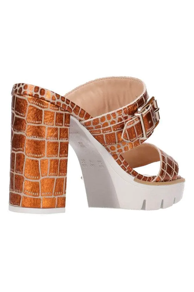 Alexis Copper Croc Heel