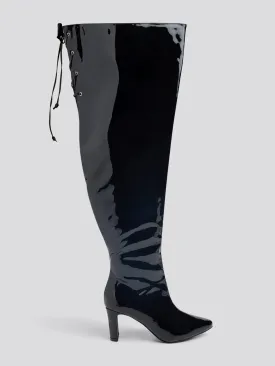 Nadia x FTF Patent Leather Thigh-High Boots in Alfinil