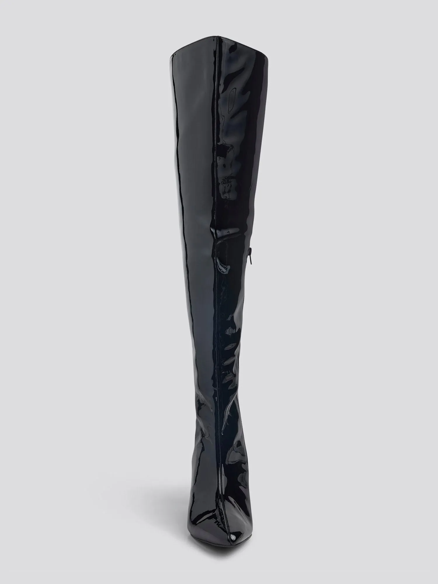 Nadia x FTF Patent Leather Thigh-High Boots in Alfinil