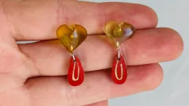 Amber & Carved Gourd Earrings. Oaxaca, Mexico. 0266