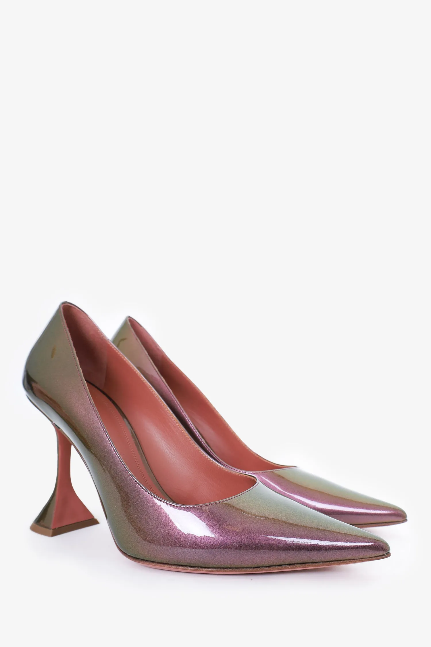Amina Muaddi Patent Leather 'Ami' Pointed Heels Size 40