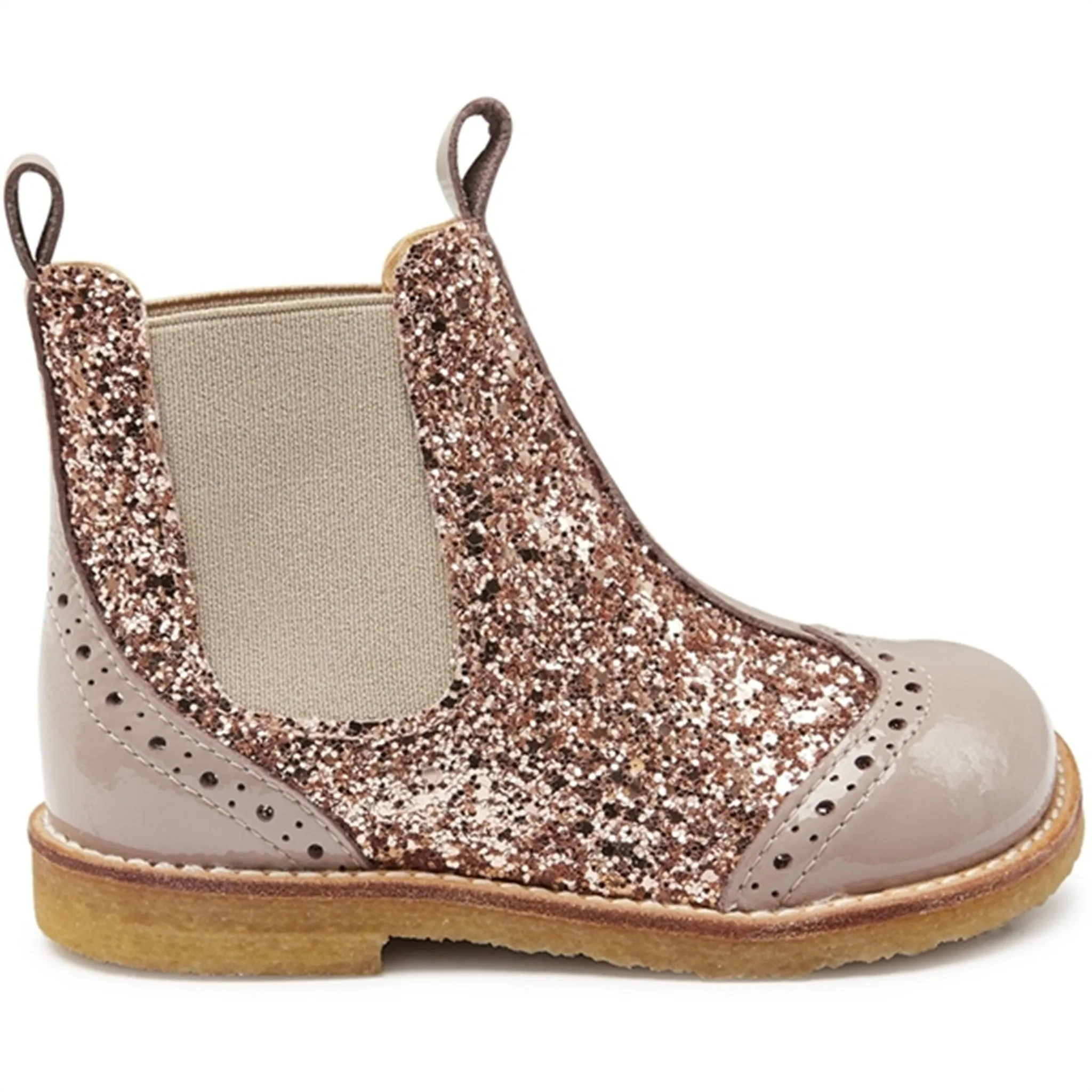 Angulus Chelsea Boots With Glitter Dusty Almond/Maple Glitter/Elastic