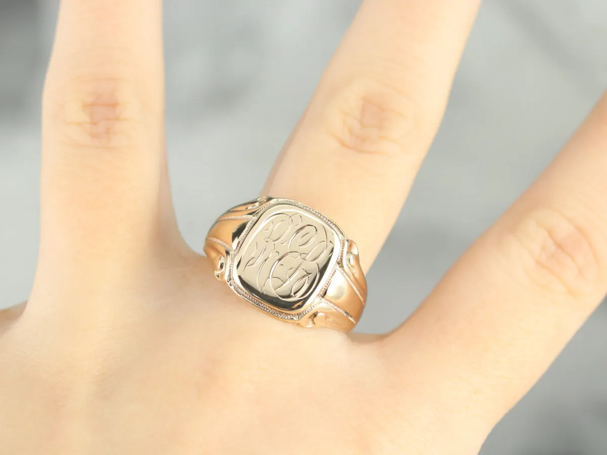 Antique "REB" Men's Gold Signet Ring