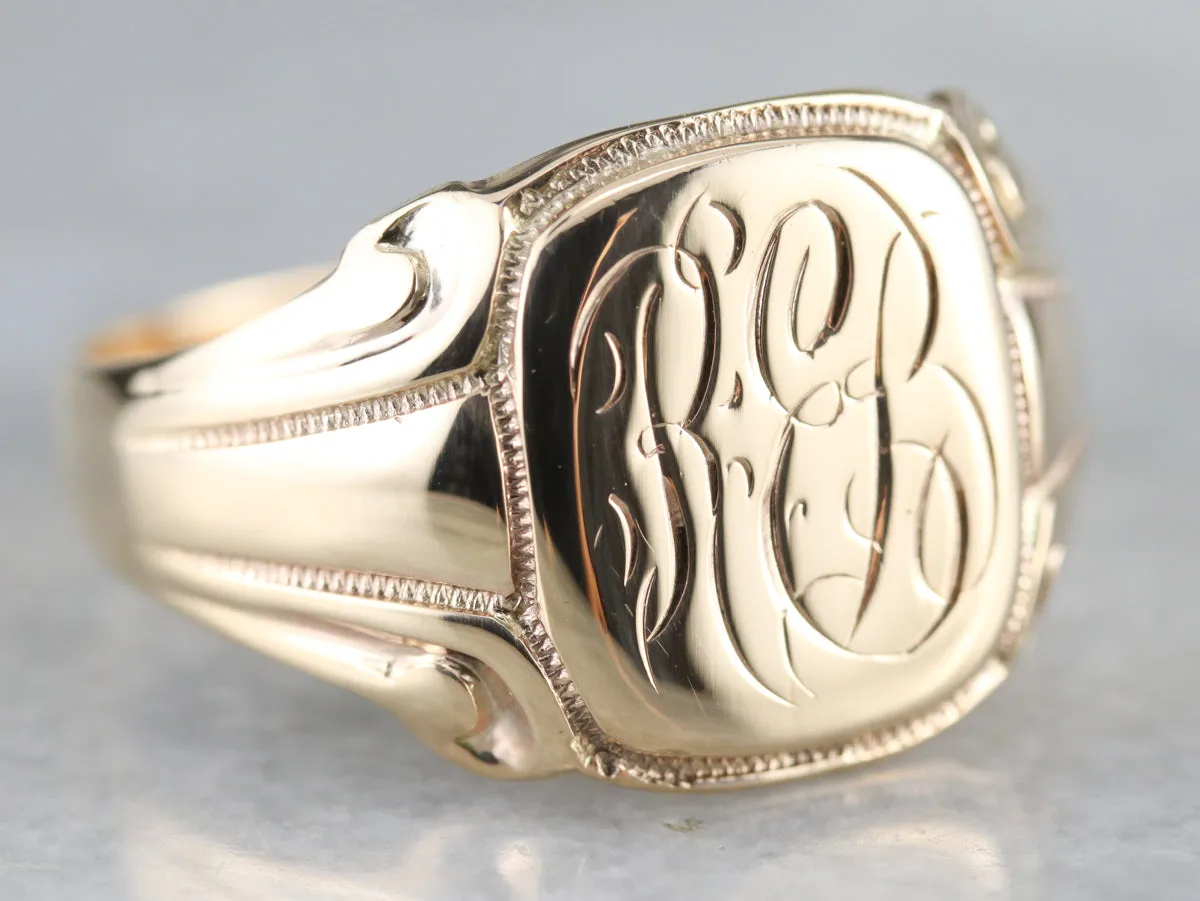 Antique "REB" Men's Gold Signet Ring