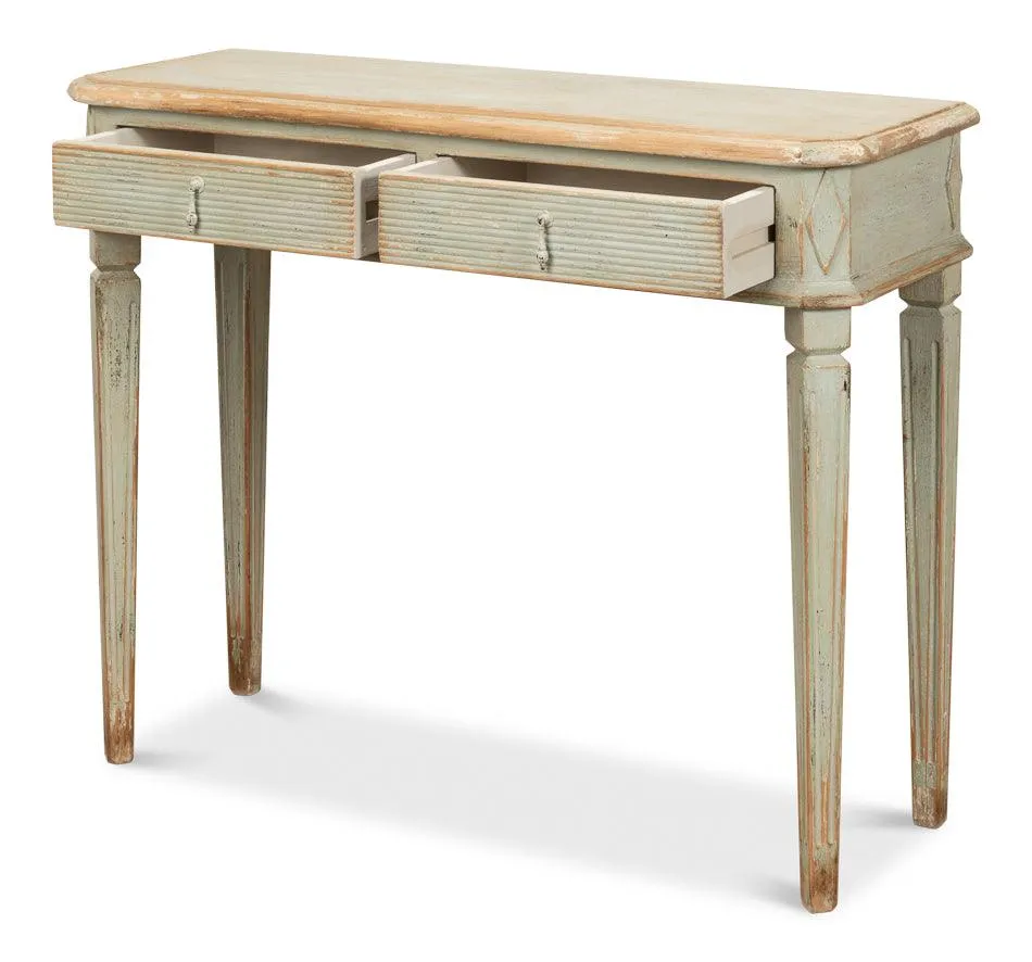 Antique Sage Farmhouse Console Table
