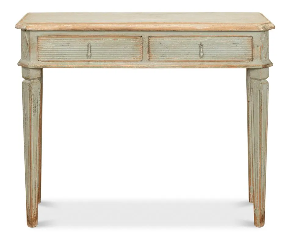 Antique Sage Farmhouse Console Table
