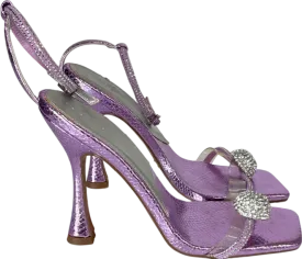 ASOS Purple Square Toe Diamanté Detailing Stiletto Heels UK 4 EU 37 👠