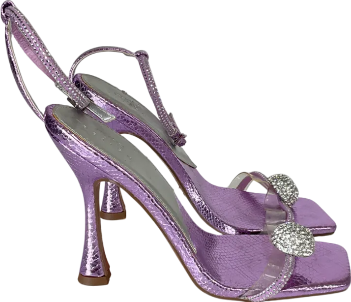 ASOS Purple Square Toe Diamanté Detailing Stiletto Heels UK 4 EU 37 👠
