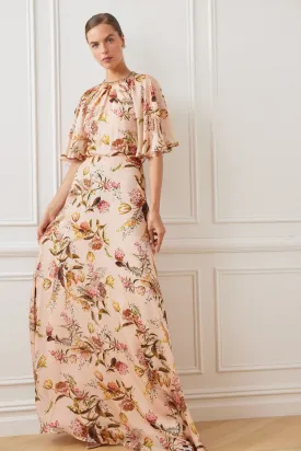 Beaded Flutter Collar Gown