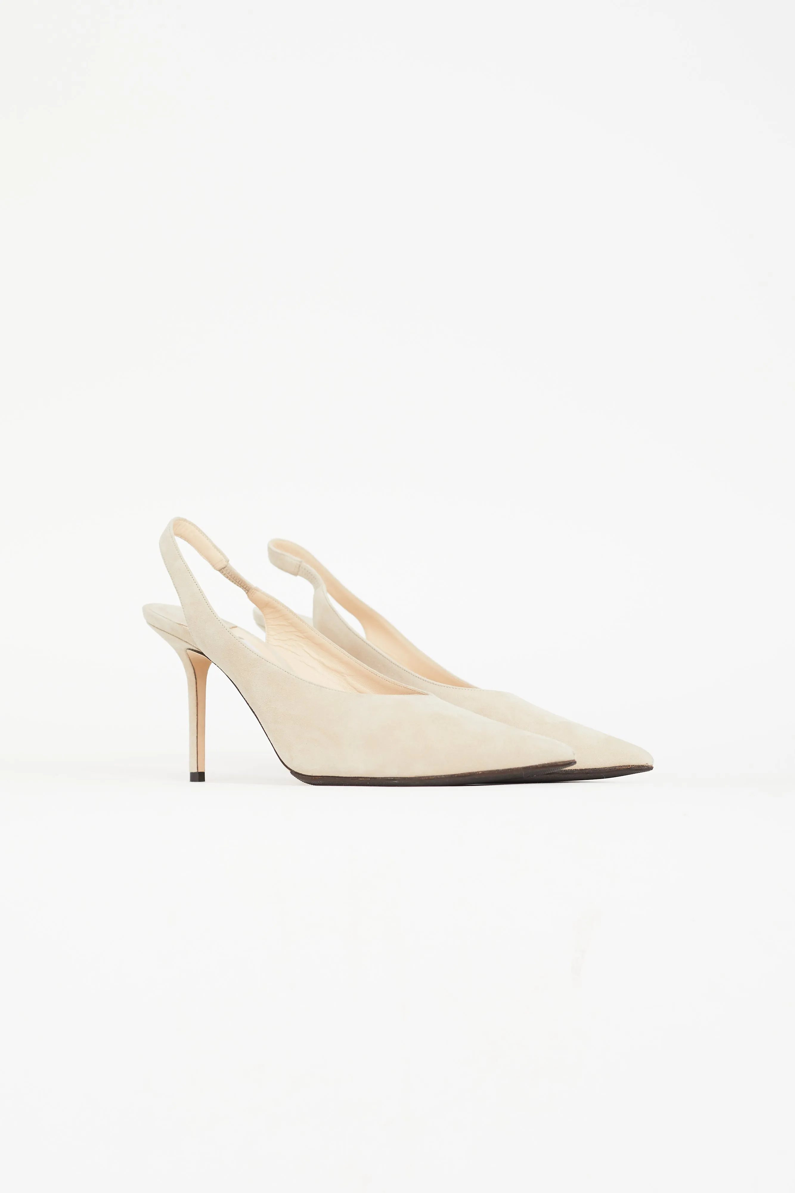 Beige Suede Ivy 85 Slingback Pump