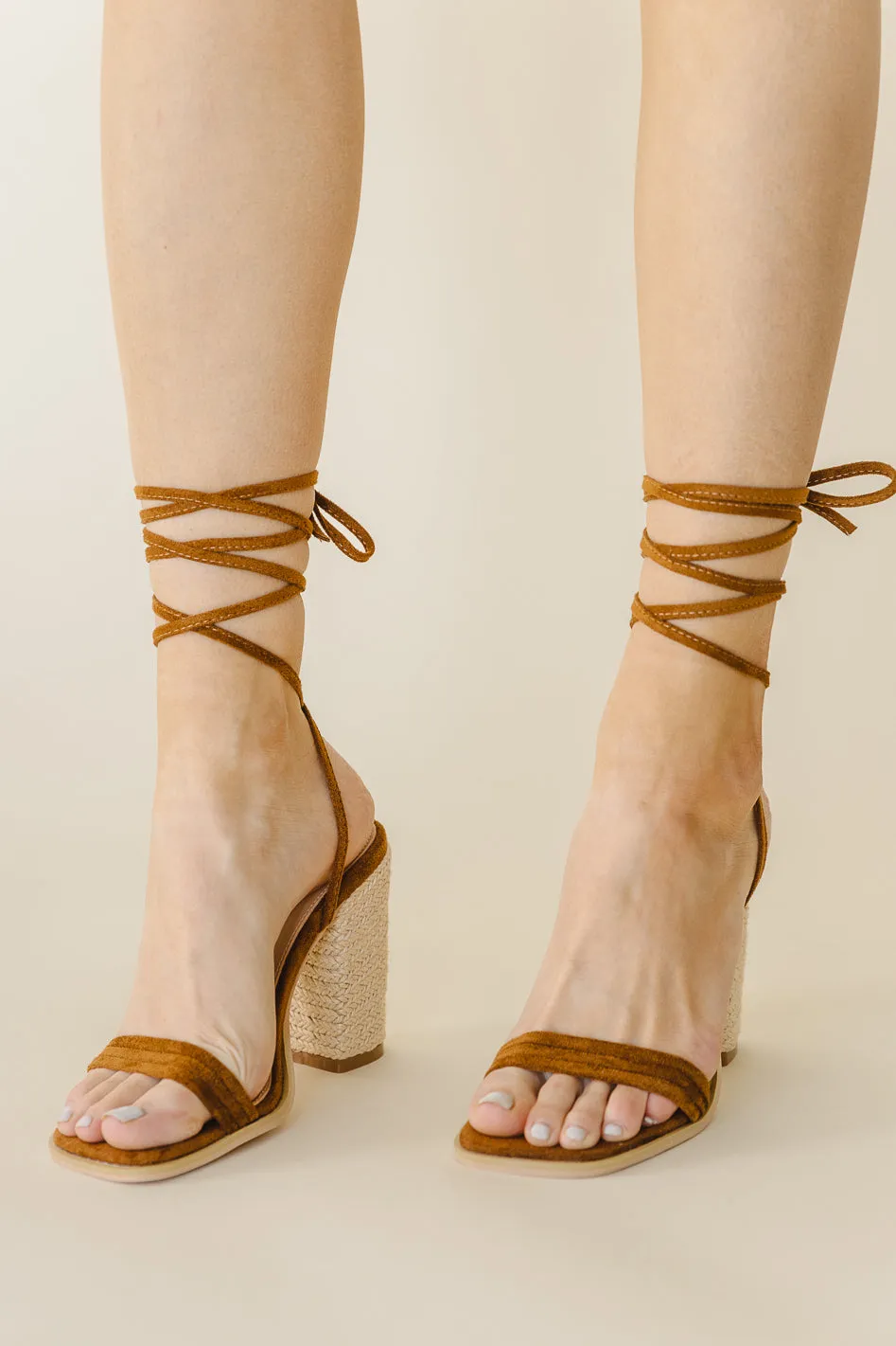 Bianca Lace Up Heels in Camel - FINAL SALE