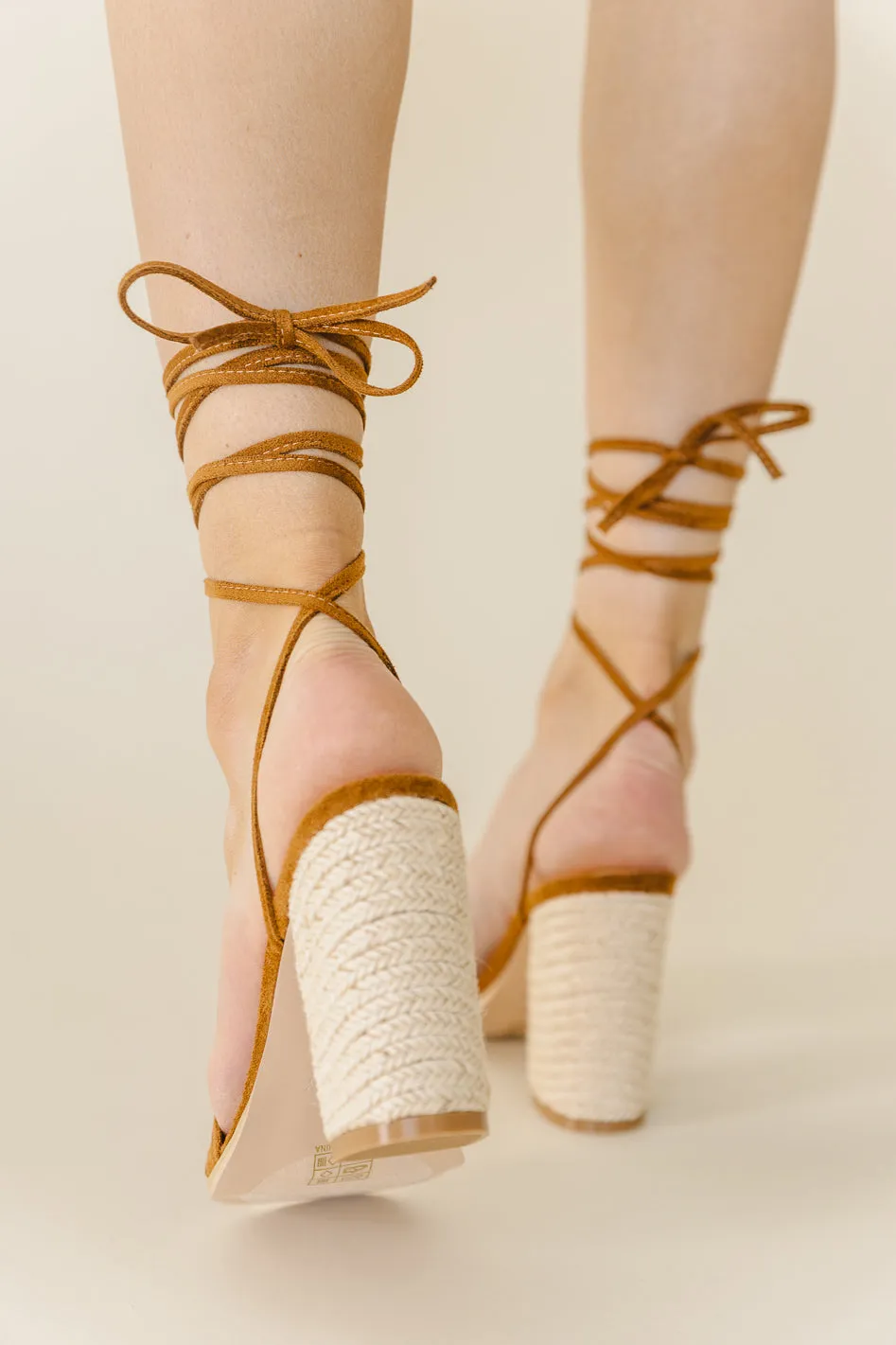 Bianca Lace Up Heels in Camel - FINAL SALE