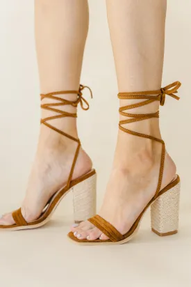 Bianca Lace Up Heels in Camel - FINAL SALE