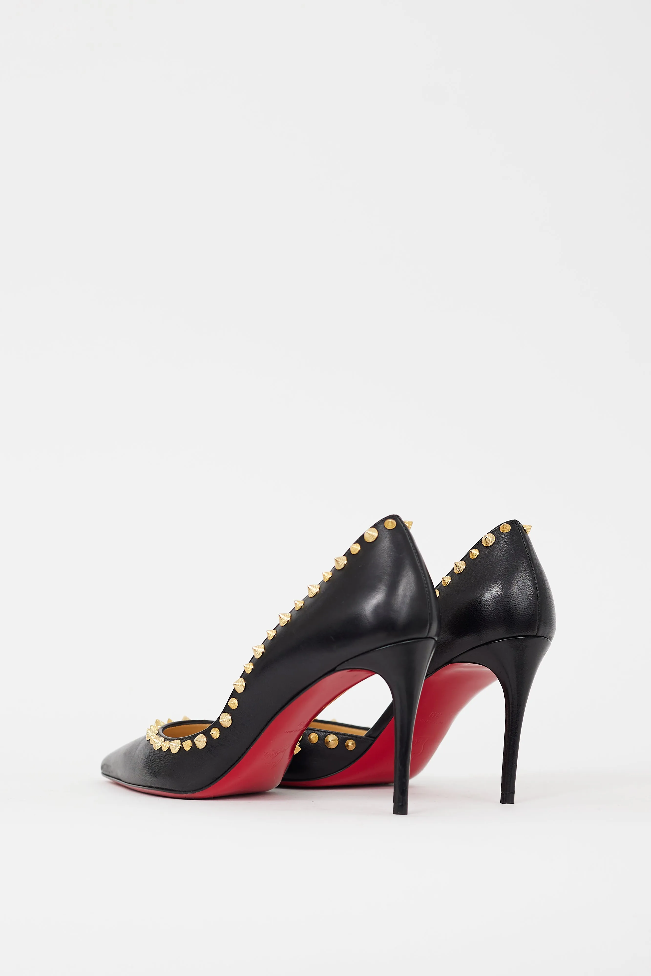 Black & Gold Leather Irishell 85 Studded Heels