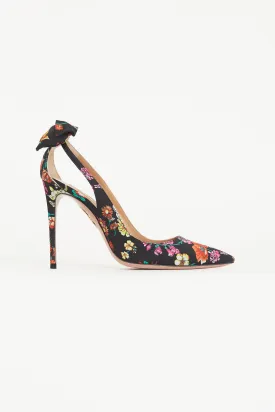 Black & Multi Floral Deneuve 105 Bow Tie Pump
