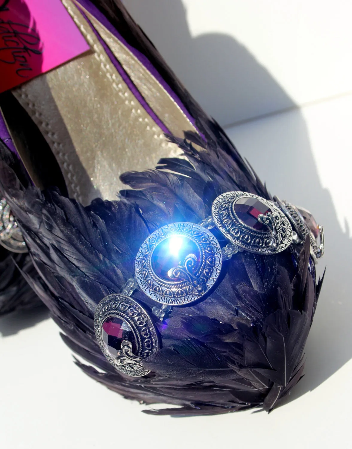 Black Swan Feather Gothic Crystal Heels