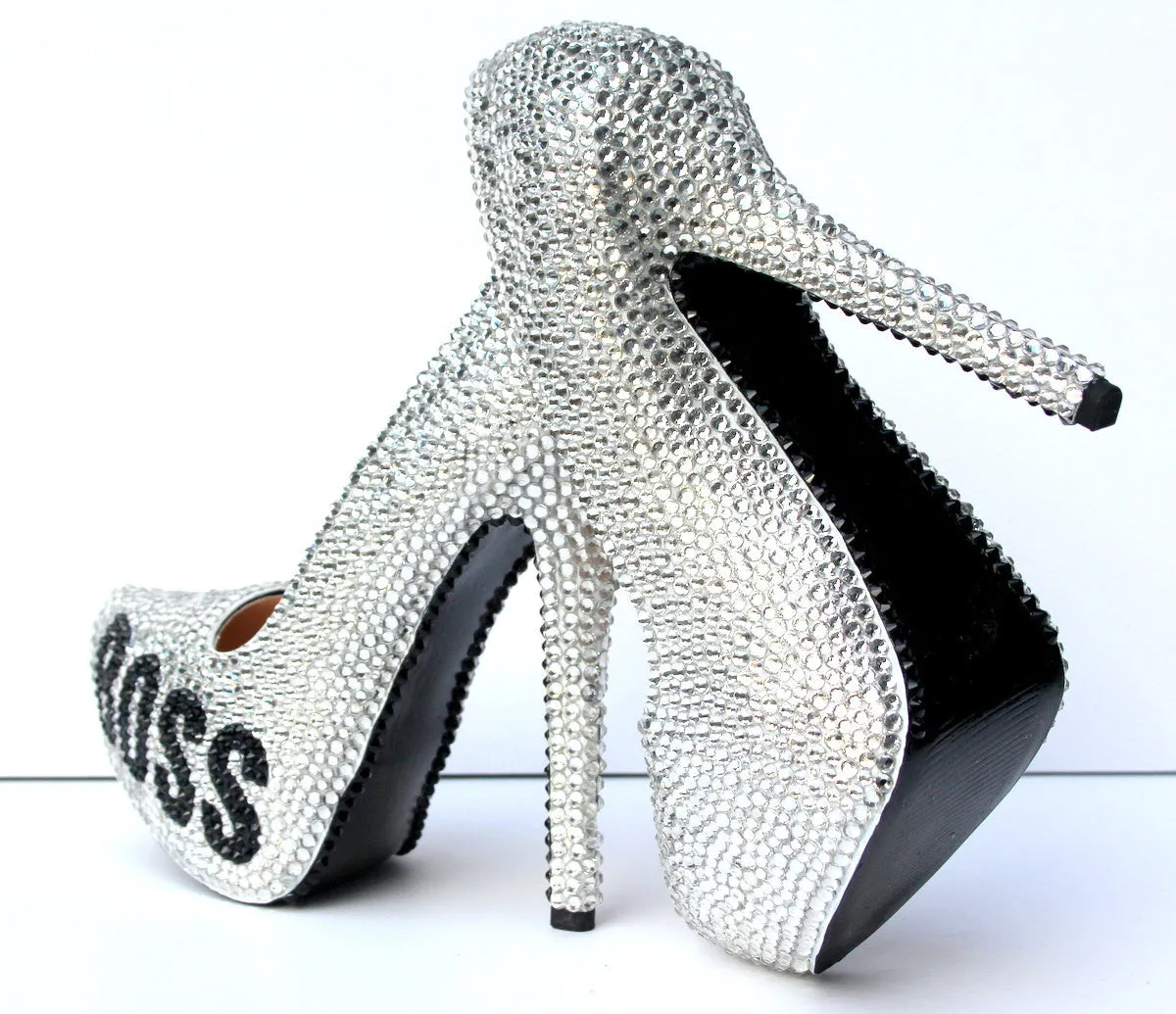BOSS Black & Silver Swarovski Crystal Heels