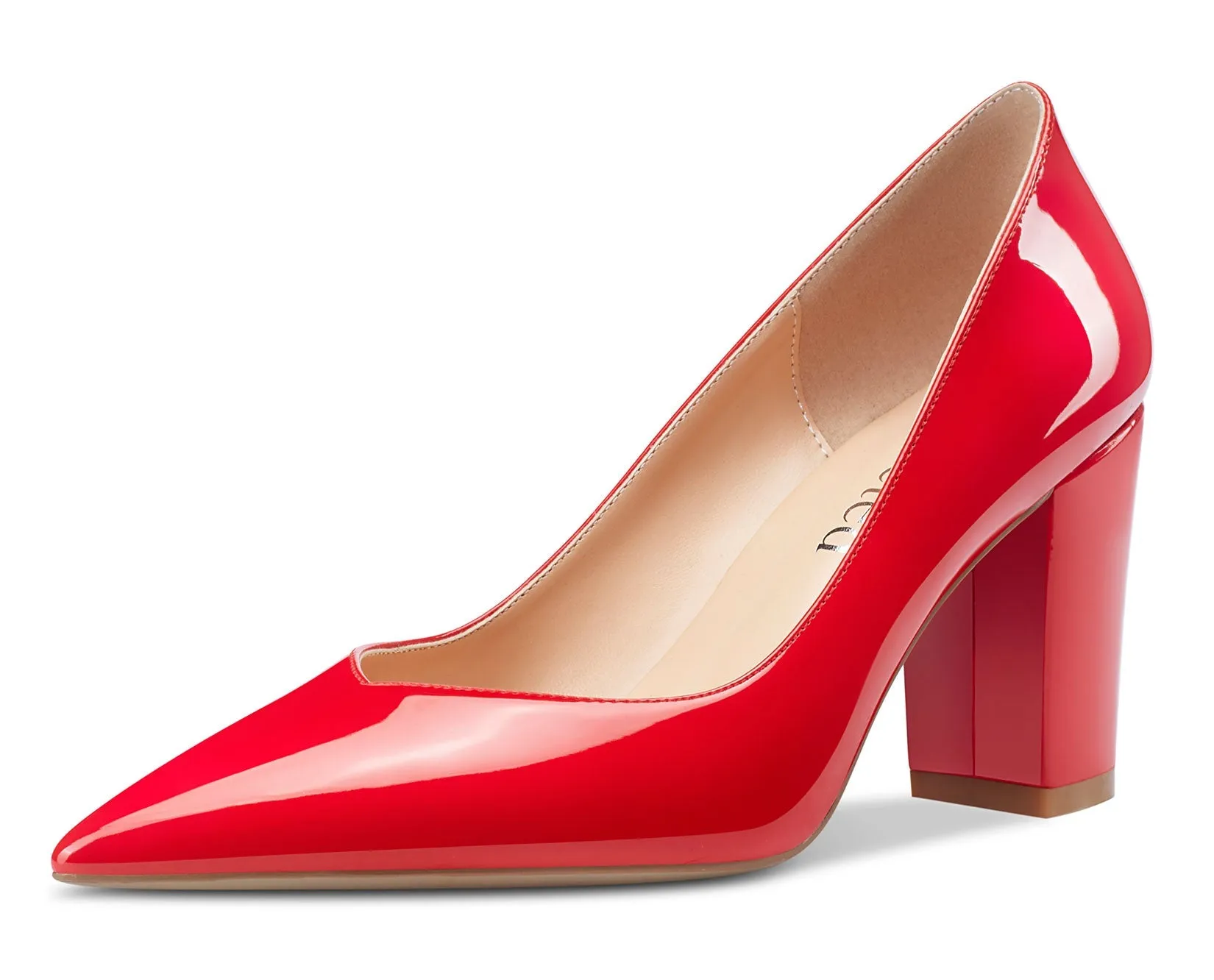CASTAMERE Chunky Heel Pumps for Women High Heels Pointed-Toe Shoes Dinner Wedding Pump 3 Inch Block Heels