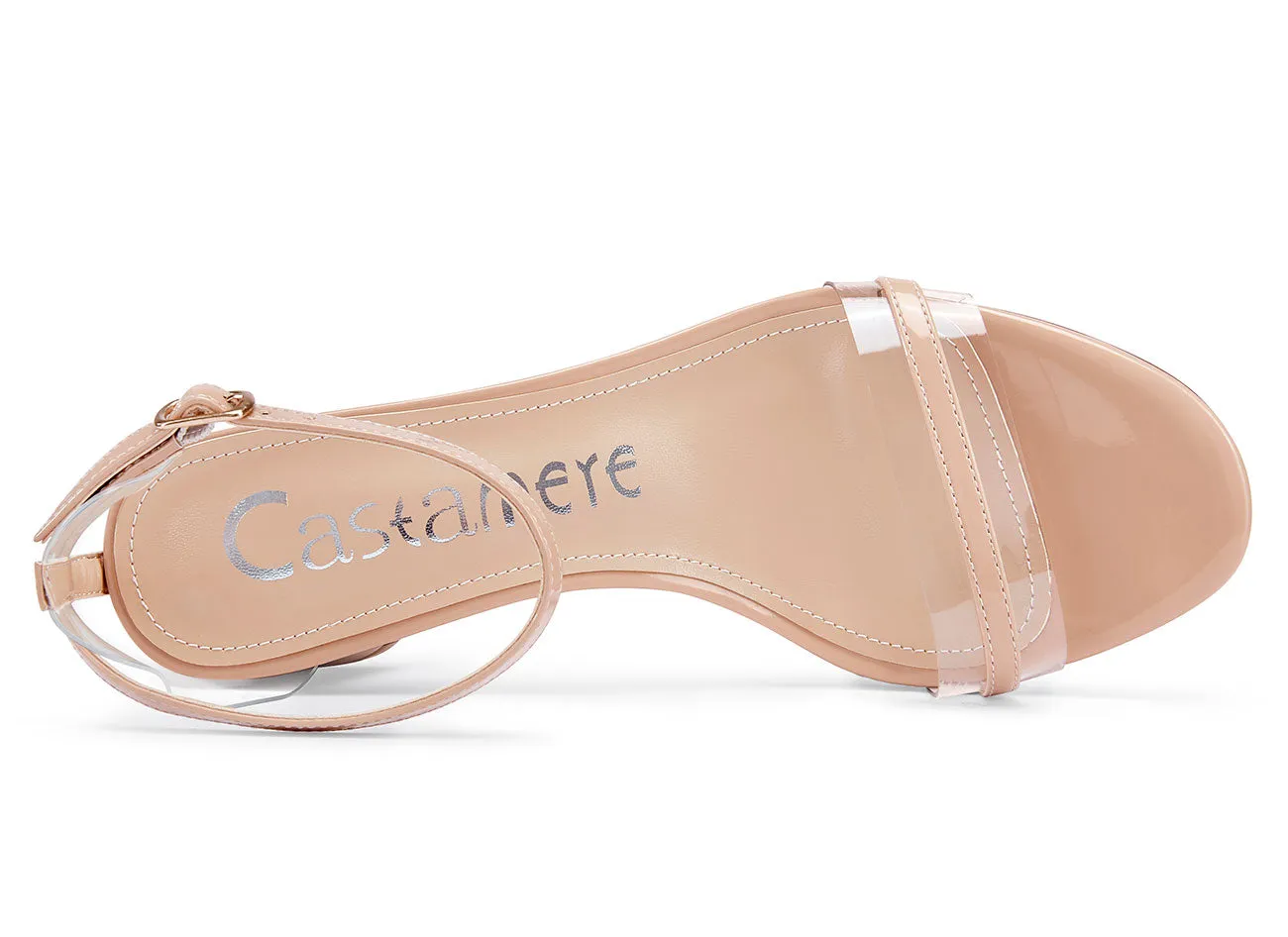 CASTAMERE Womens Chunky Block Mid Heels Sandals Transparent Ankle Strap Open Toe 5CM Heeled Sandal
