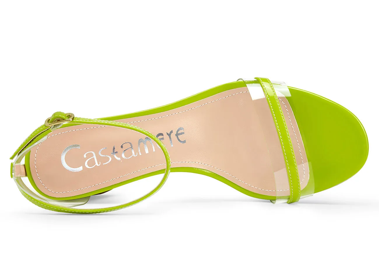 CASTAMERE Womens Chunky Block Mid Heels Sandals Transparent Ankle Strap Open Toe 5CM Heeled Sandal