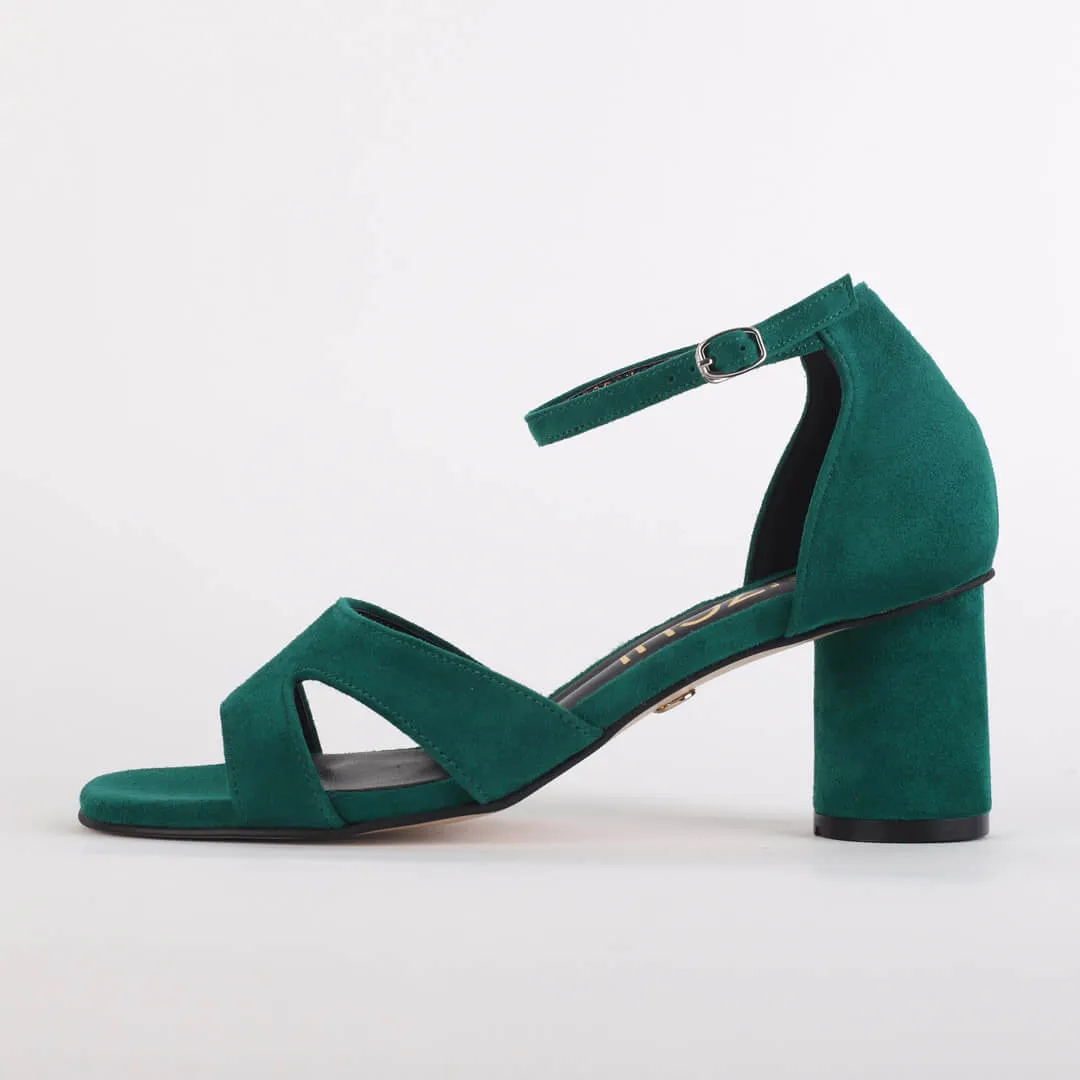 CAZY - green suede sandals