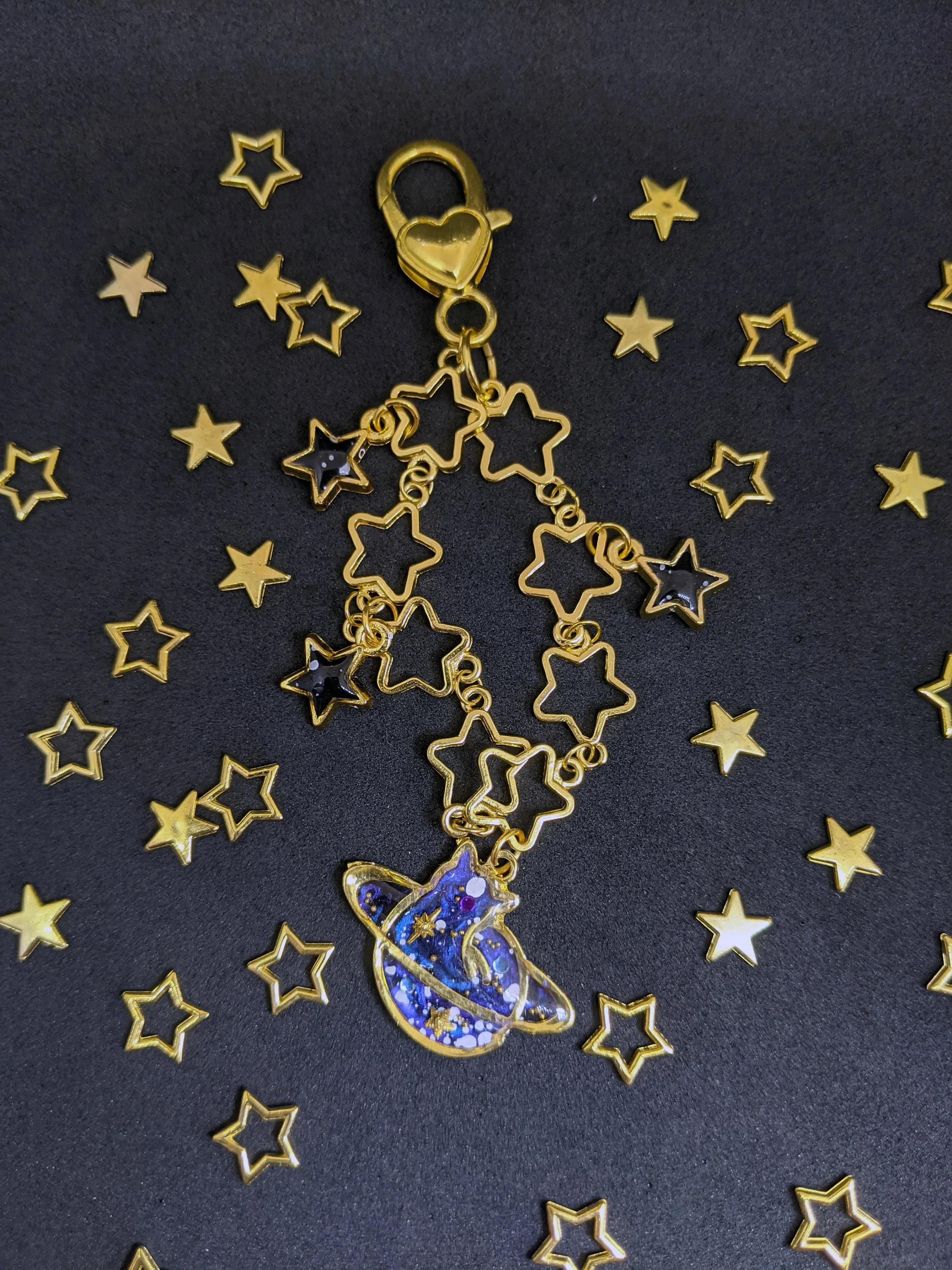 Celestial Kitty Planet Star Keychain
