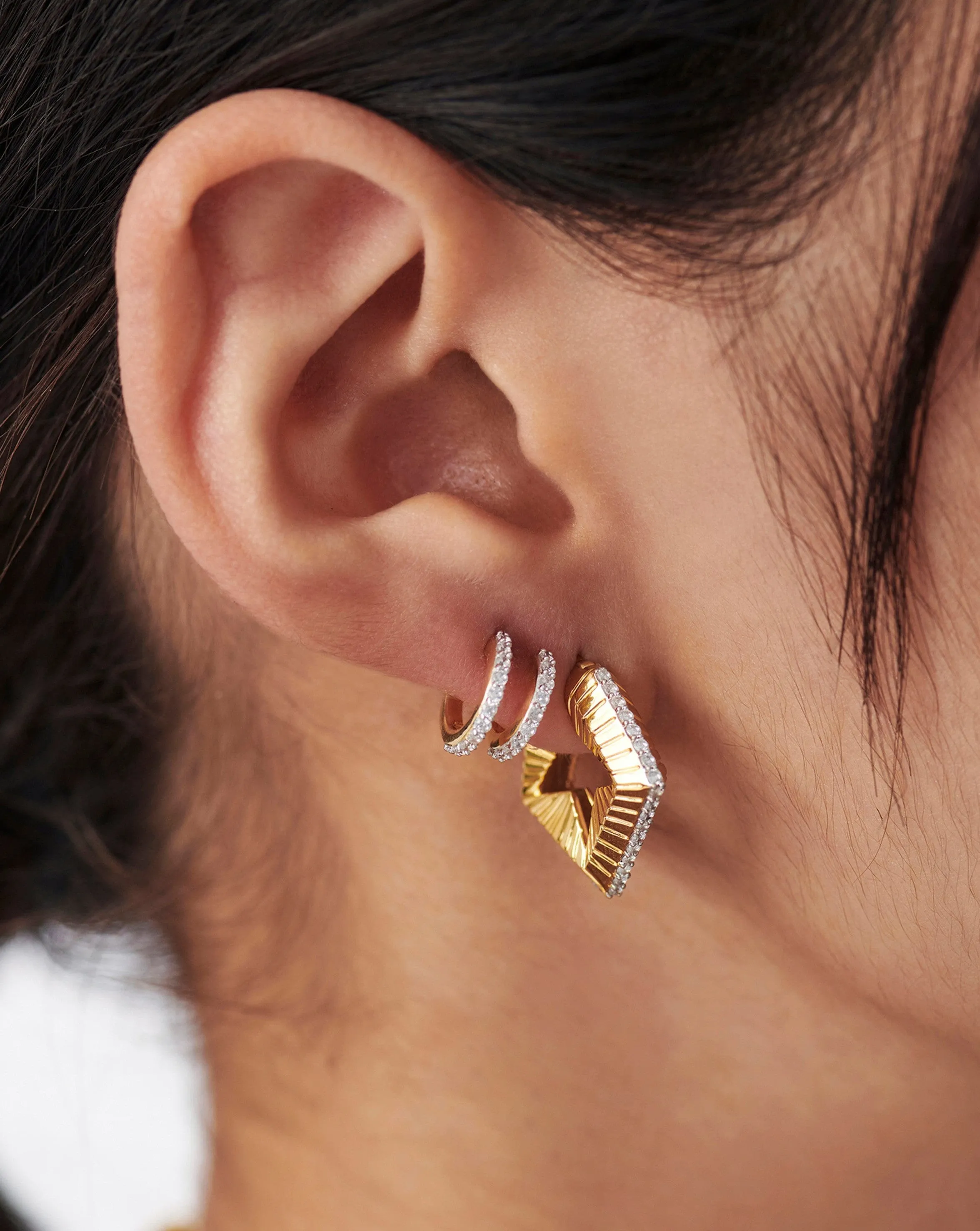 Celestial Small Pave Star Hoop Earrings | 18k Gold Vermeil/Cubic Zirconia