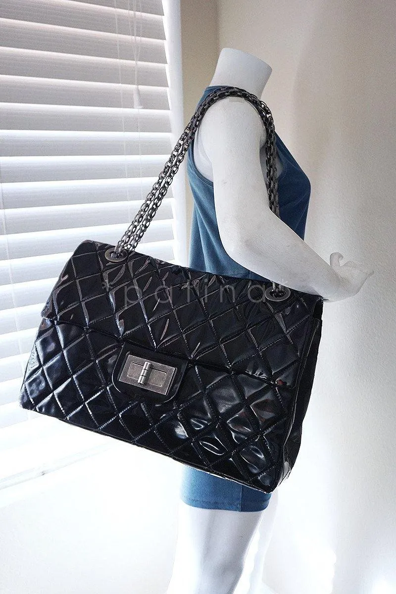 Chanel Black 19in. Black Gigantic Jumbo XXL Reissue Flap Bag