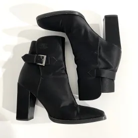 Chanel Black Satin Ankle Boots