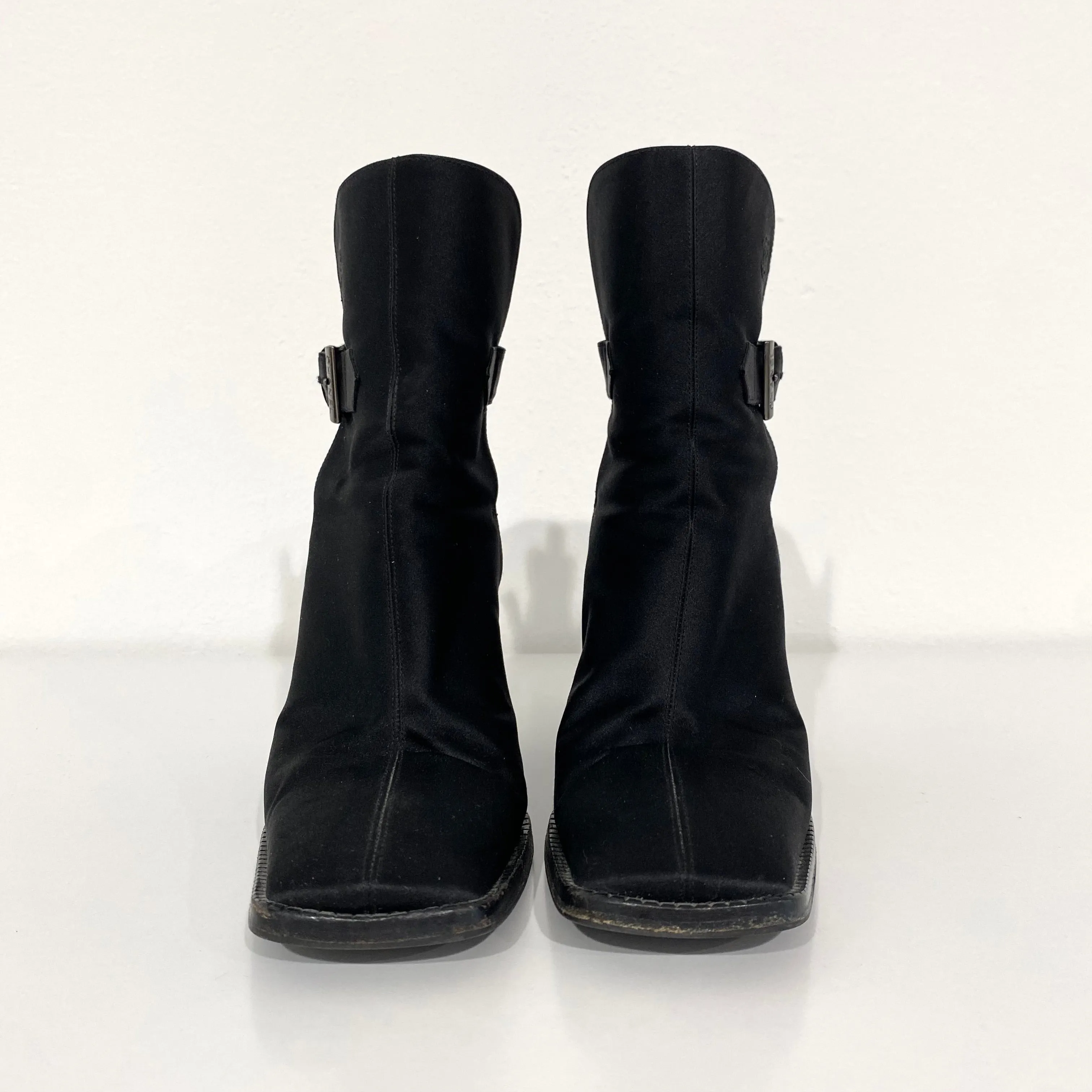 Chanel Black Satin Ankle Boots
