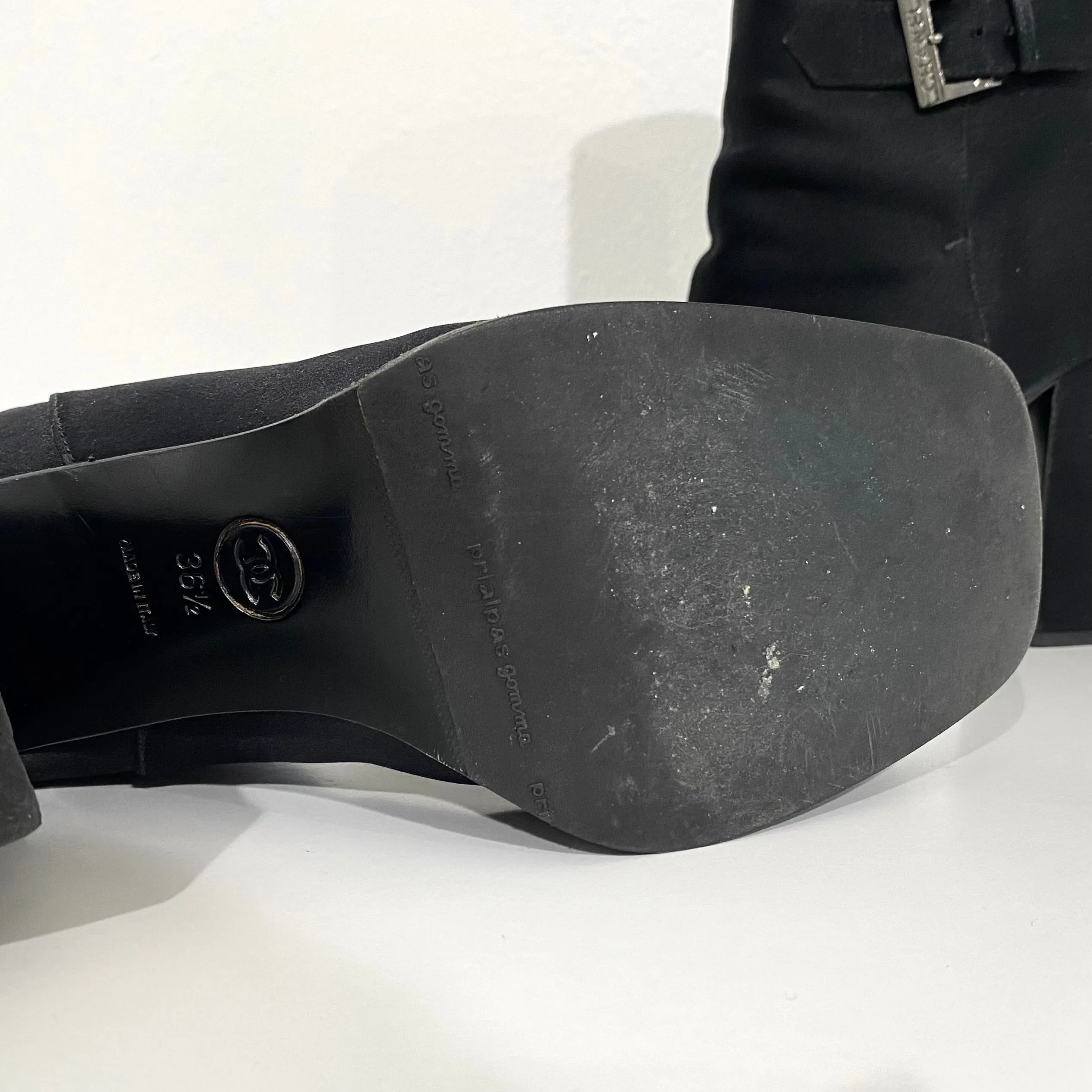 Chanel Black Satin Ankle Boots
