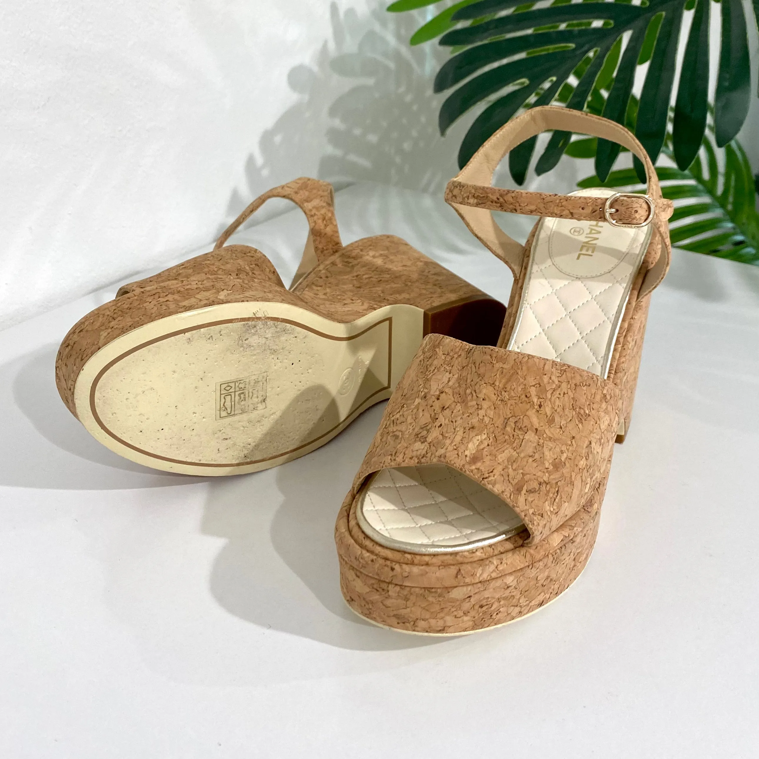 Chanel Cork Platform Sandals