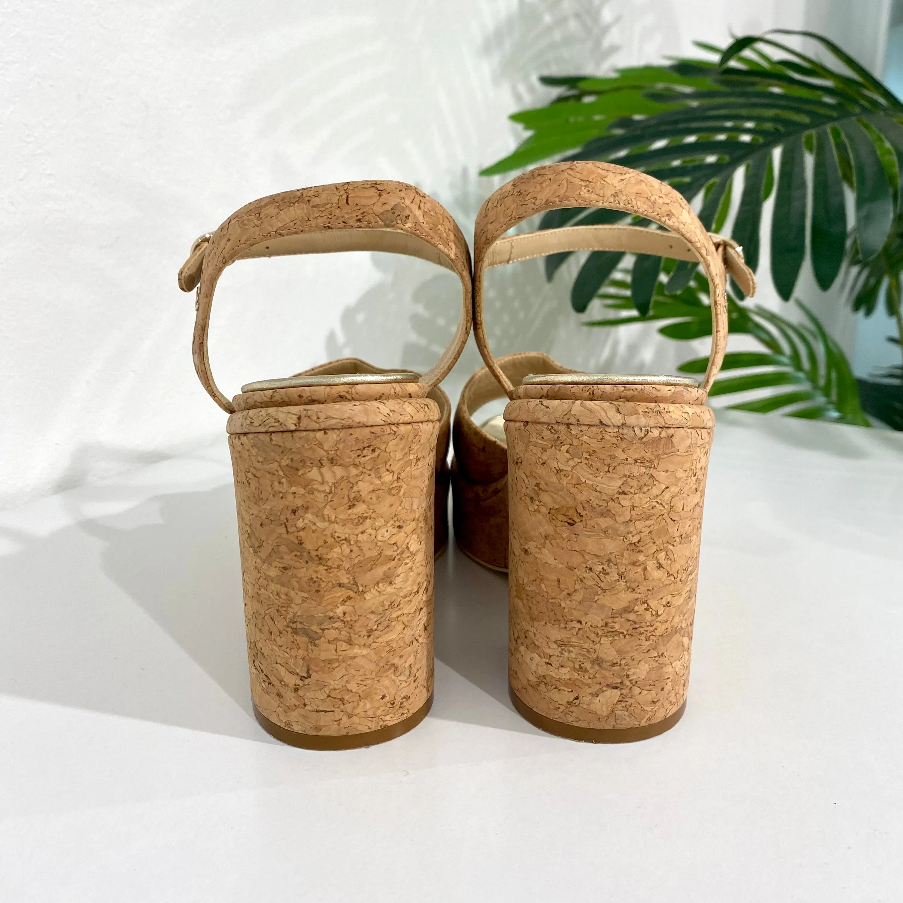 Chanel Cork Platform Sandals