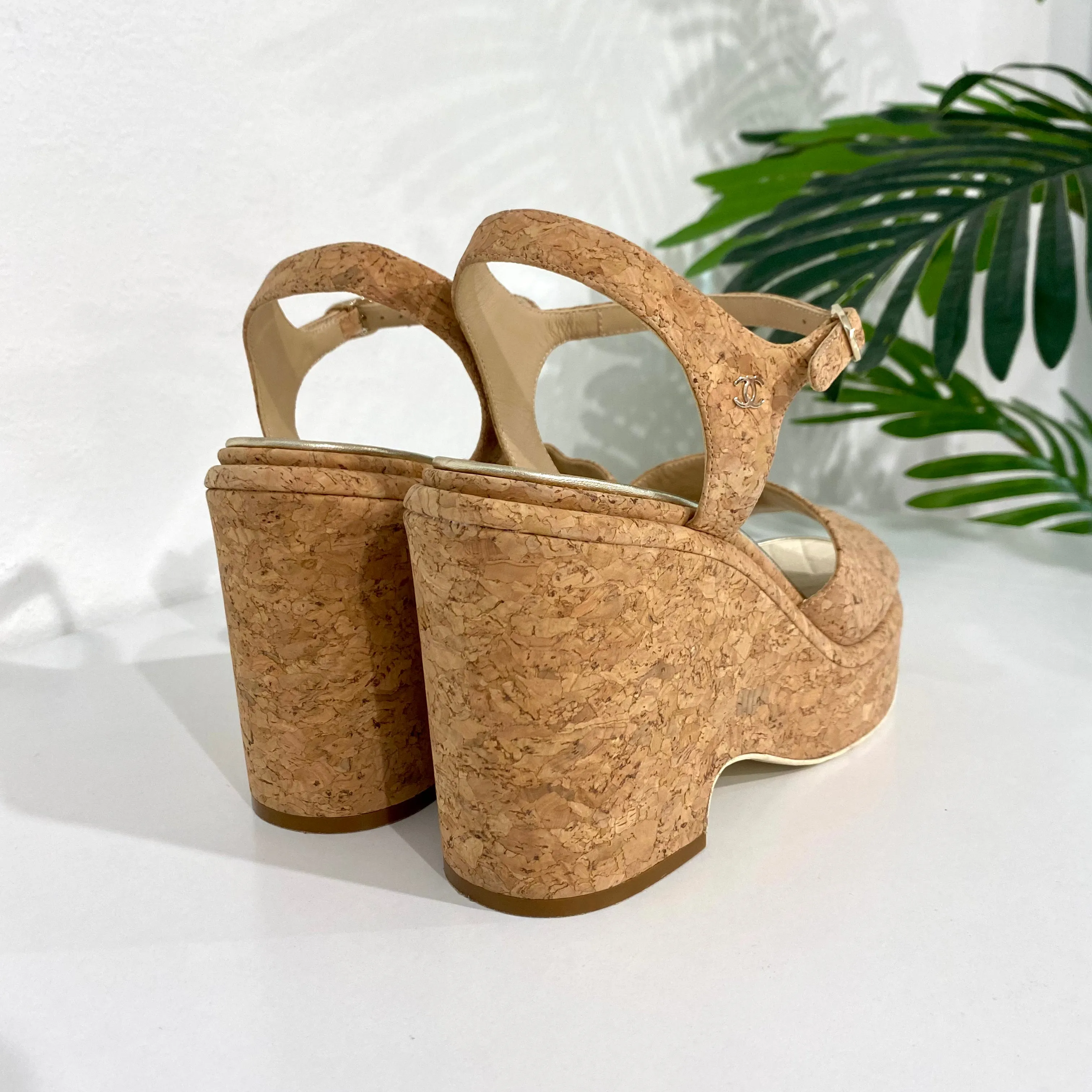 Chanel Cork Platform Sandals