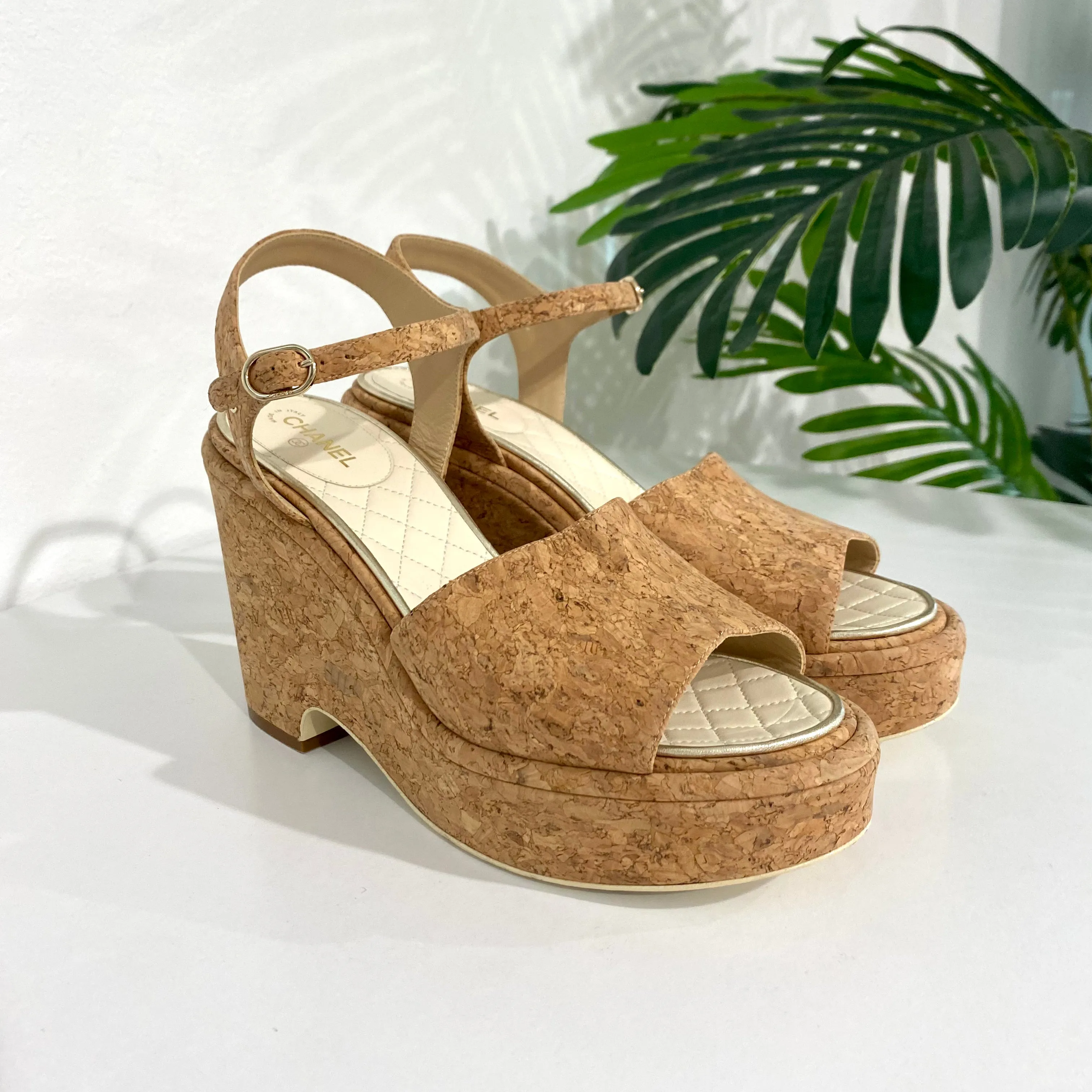Chanel Cork Platform Sandals