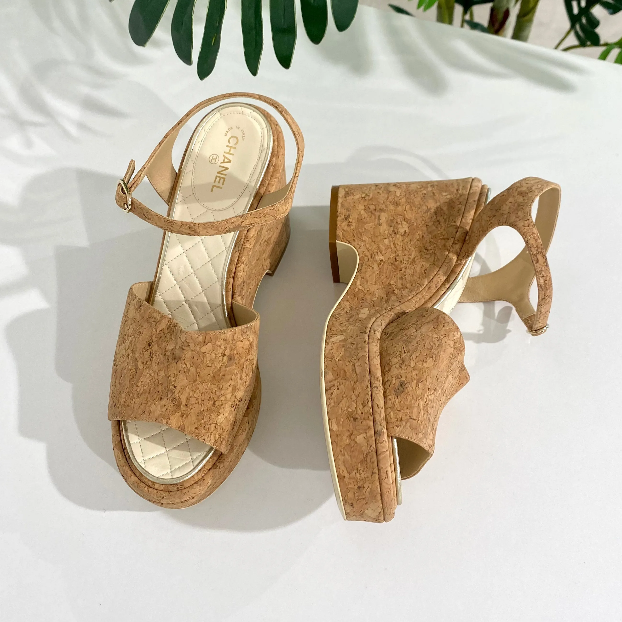 Chanel Cork Platform Sandals