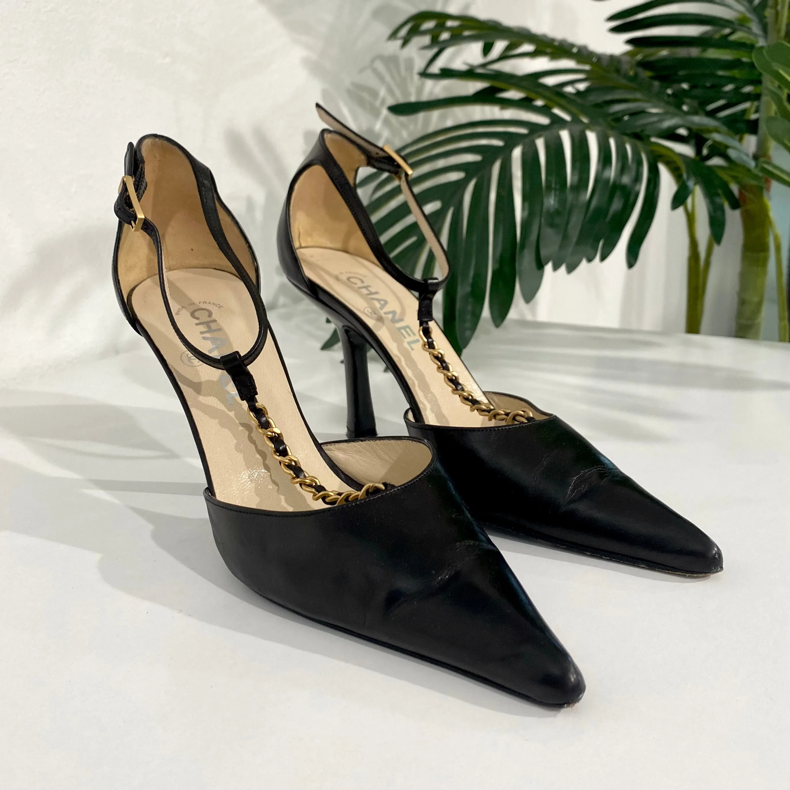 Chanel Vintage Chain Strap Heels