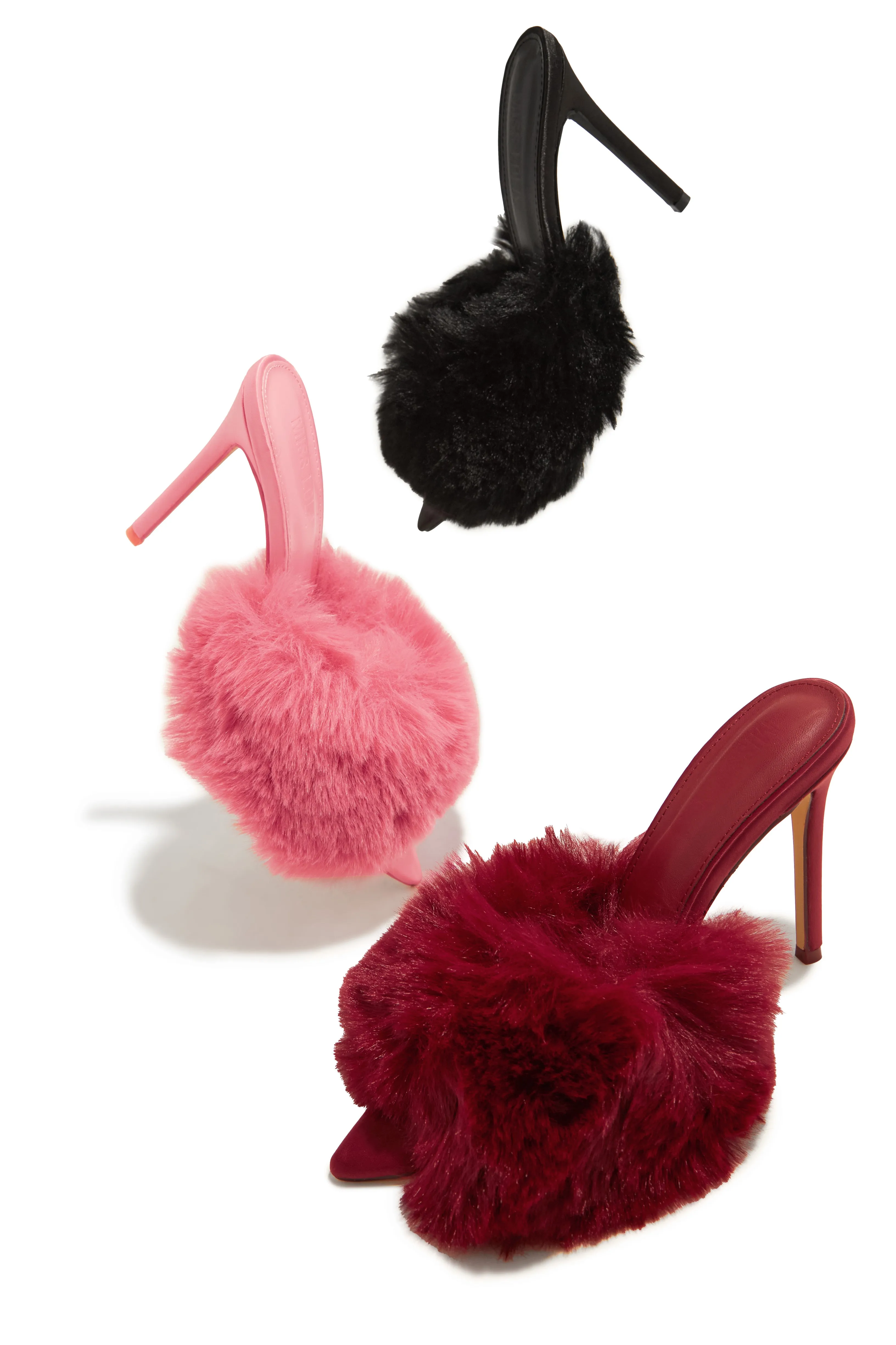 Cherie Faux Fur High Heel Mules - Black