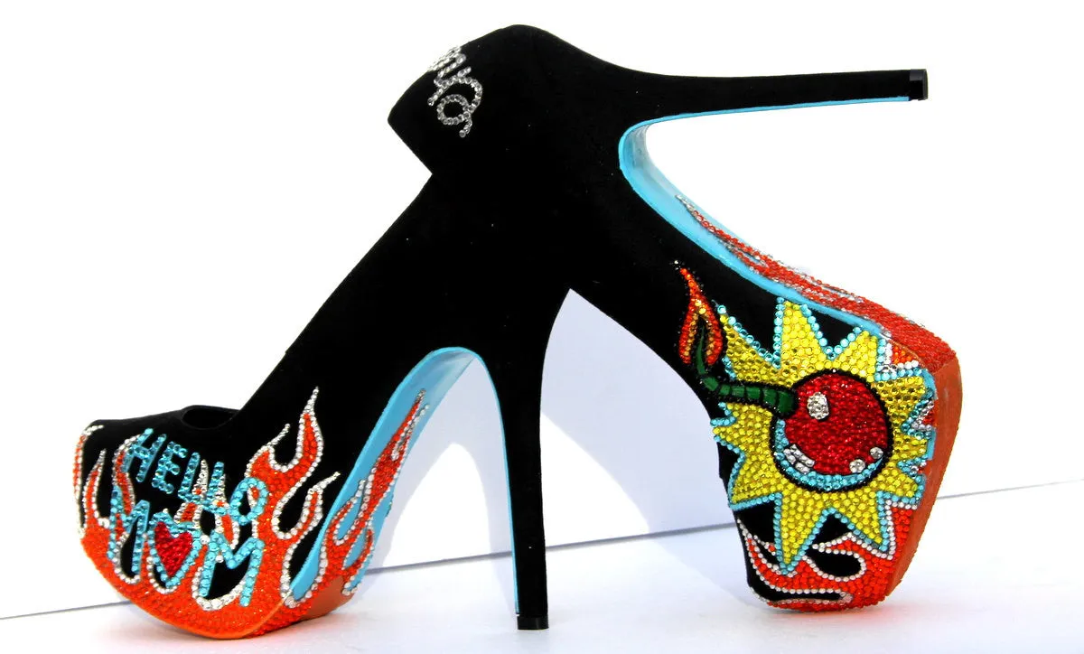 Cherry Bomb Hand Painted Crystal Heels