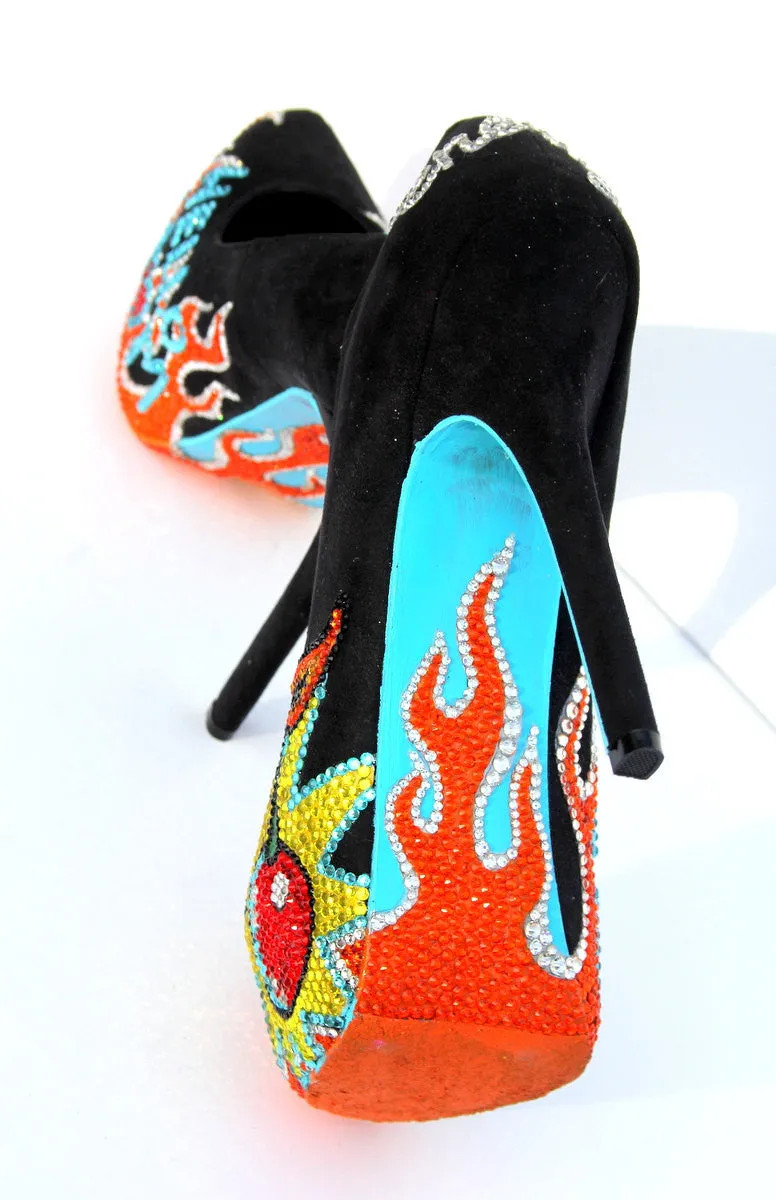 Cherry Bomb Hand Painted Crystal Heels