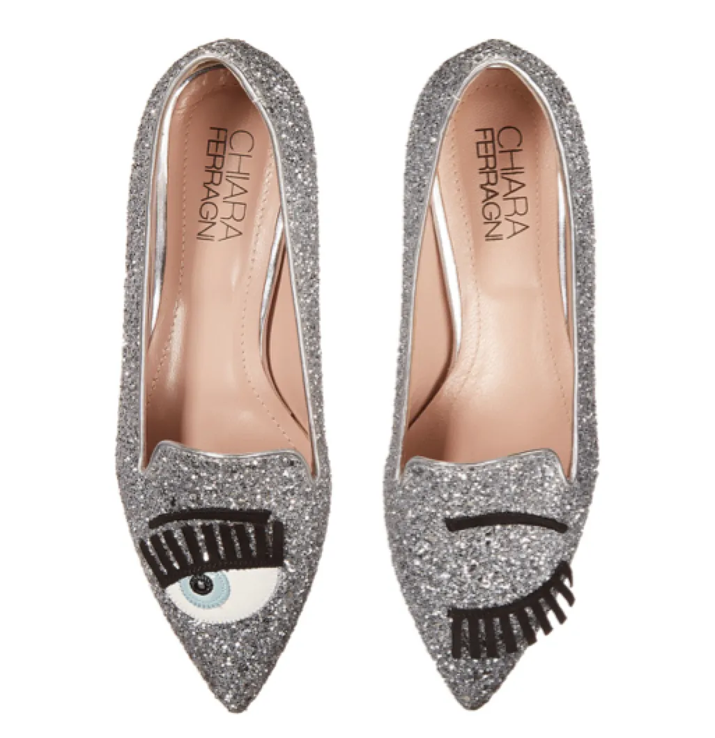 Chiara Ferragni Glitter Flirting Pointed Toe Flat