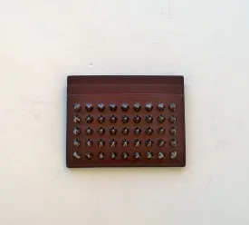 Christian Louboutin Burgundy Kios Card Holder Dark Grey studs