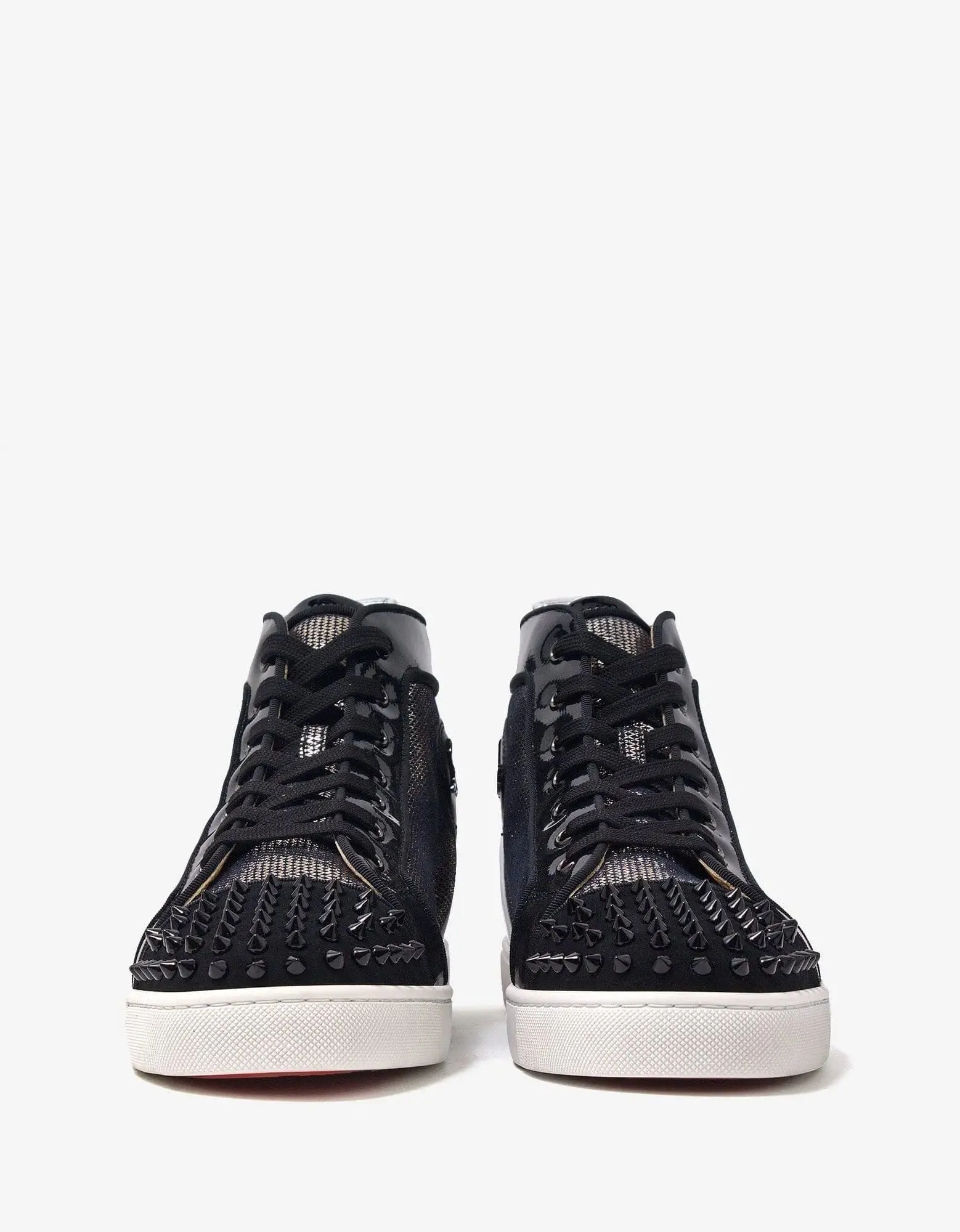 Christian Louboutin Lou Spikes Orlato Flat Metallic High Top Trainers -