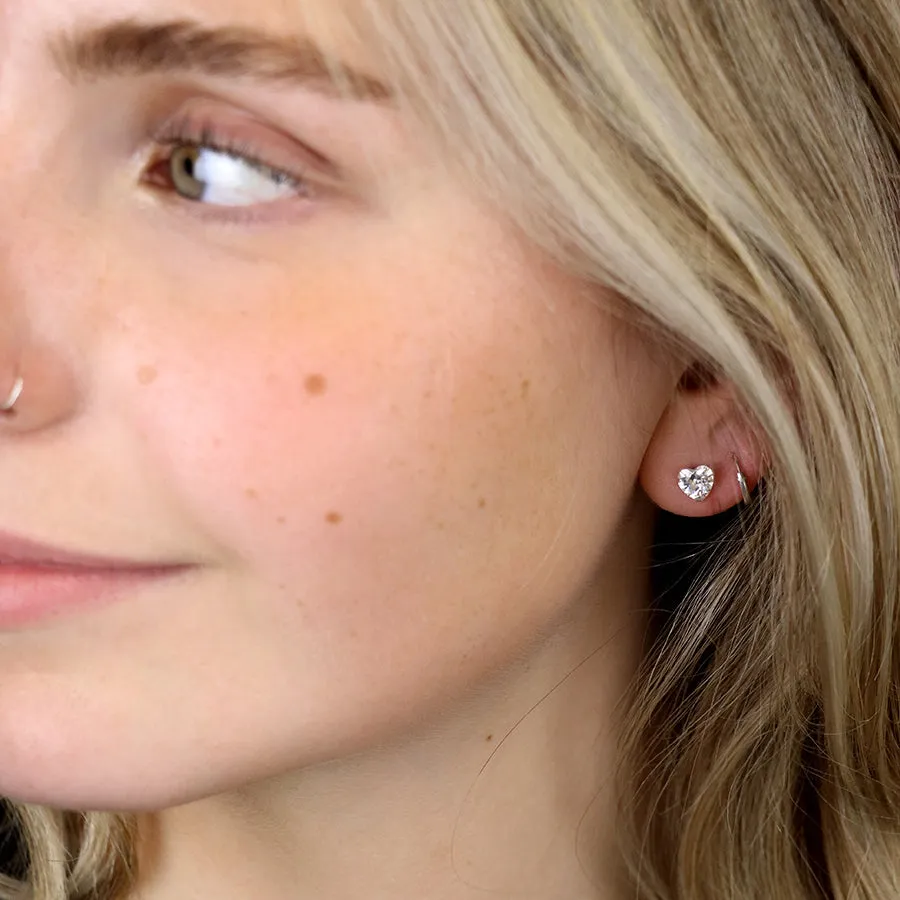 Clear Crystal Heart Stud