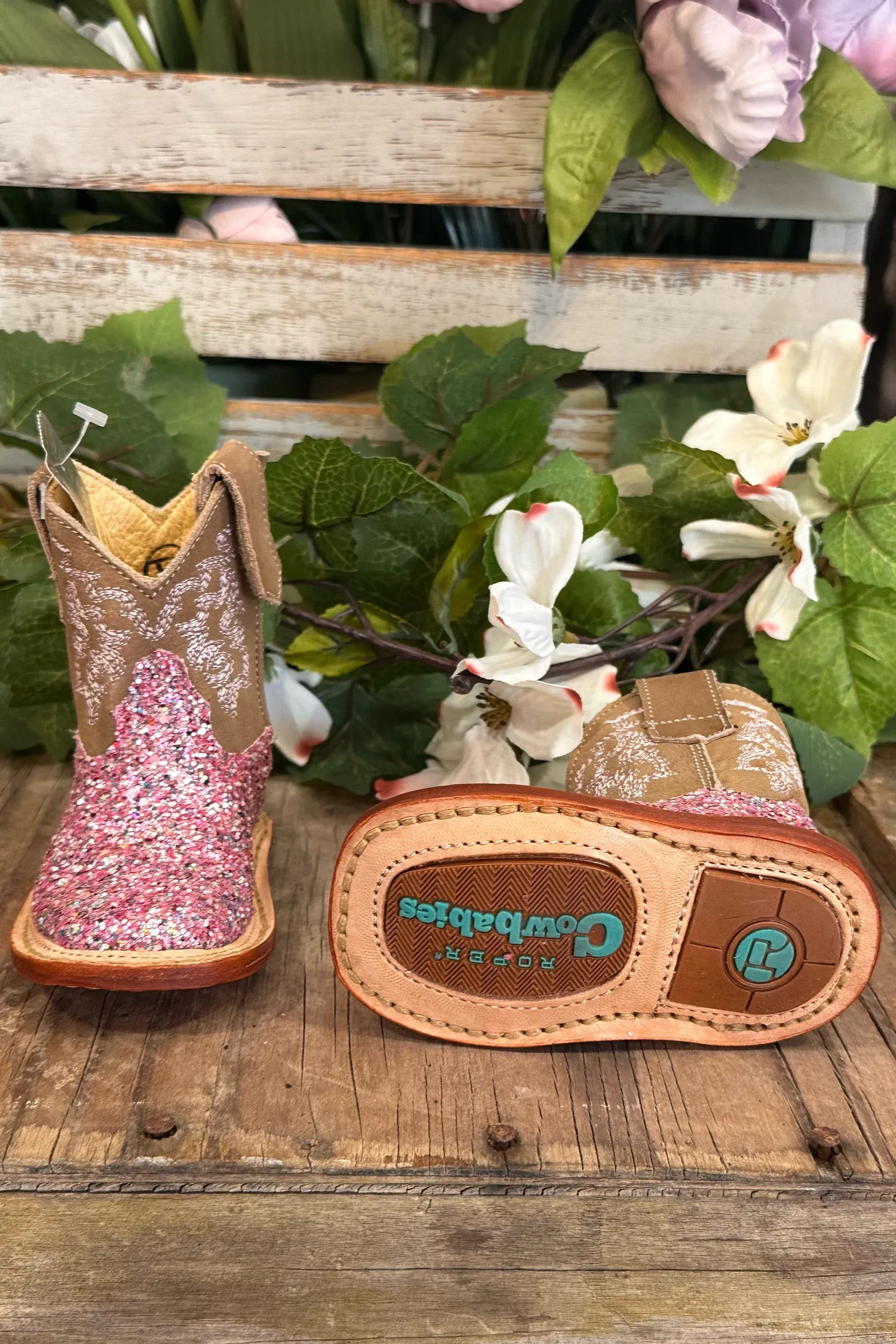 Cowbabies Glitter Pink Boots by Roper