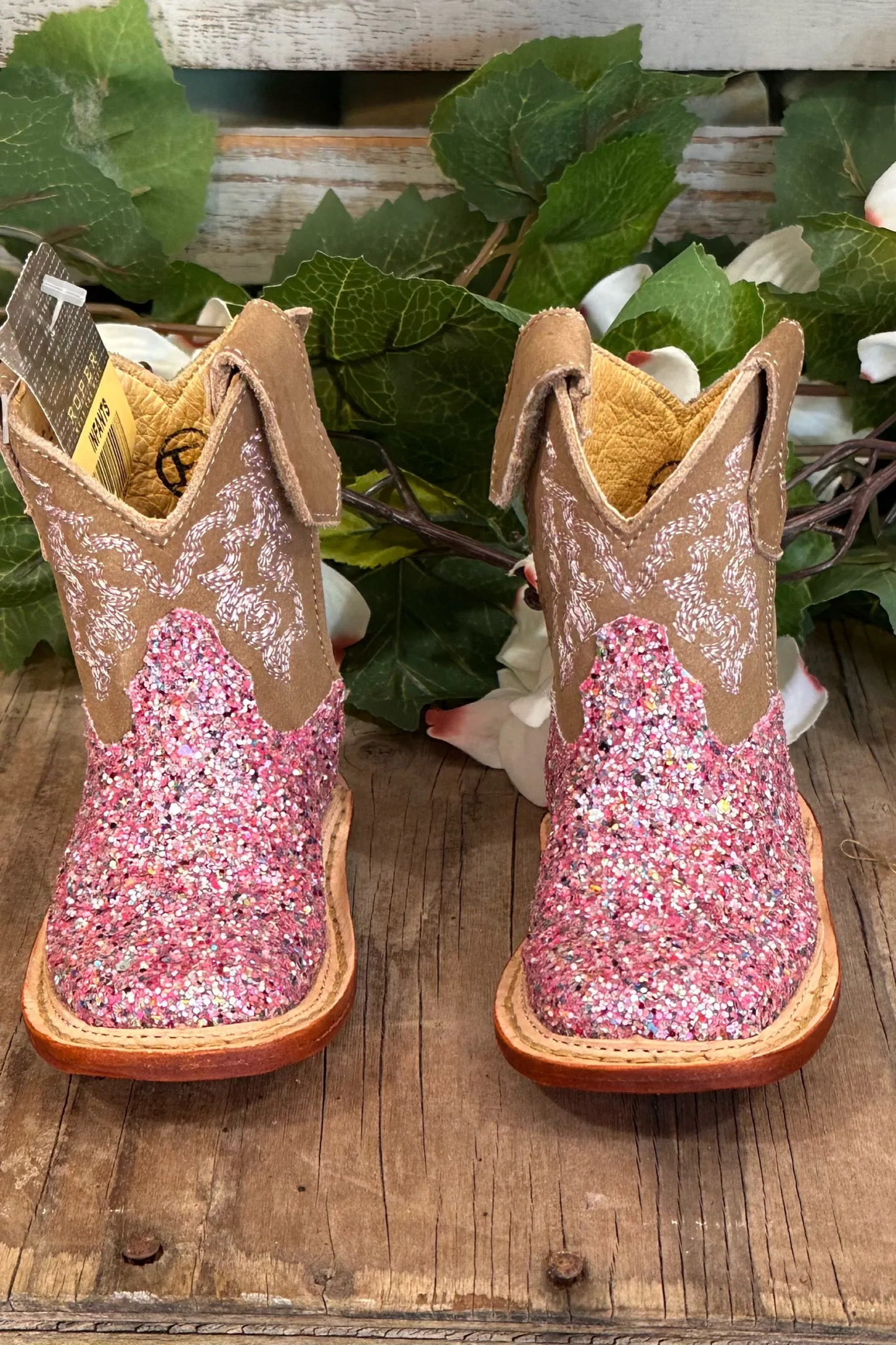 Cowbabies Glitter Pink Boots by Roper