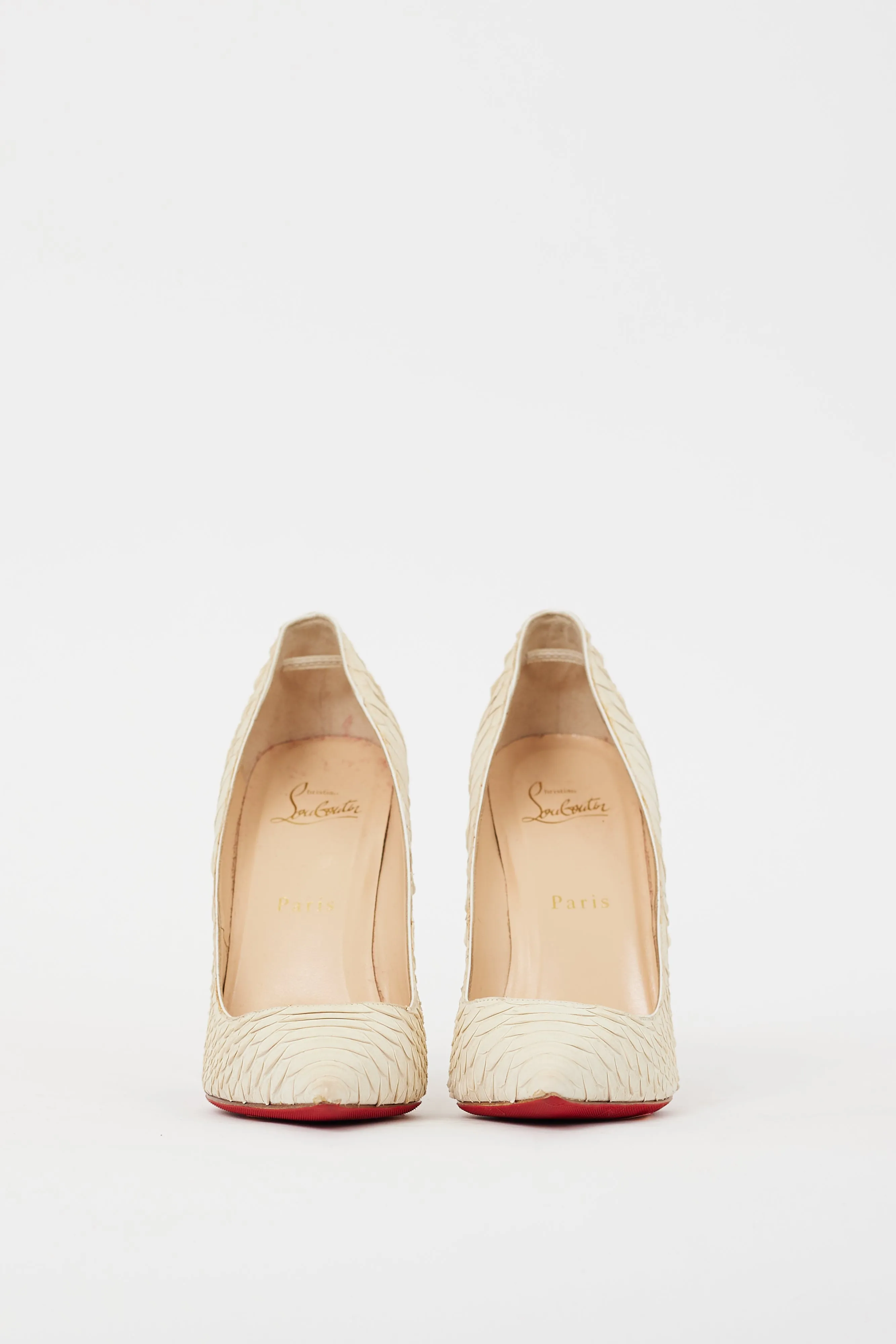 Cream Leather So Kate Textured Heel