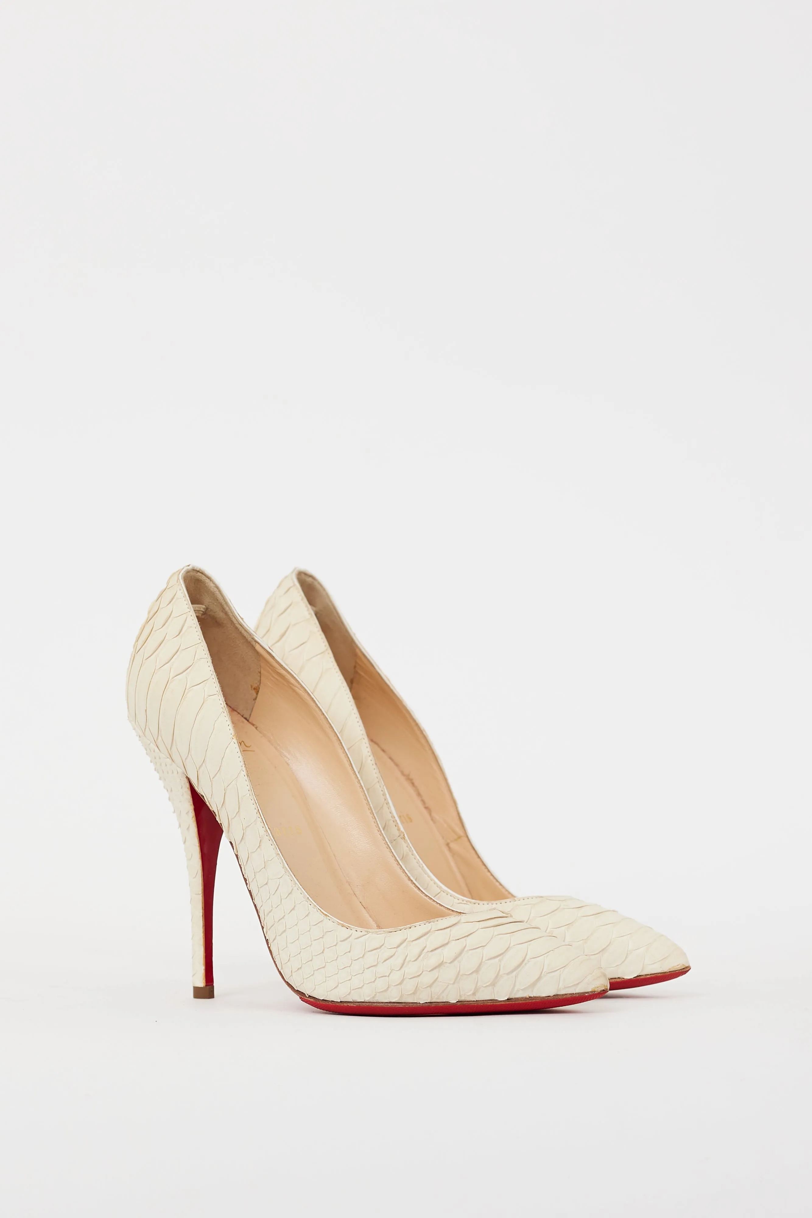 Cream Leather So Kate Textured Heel