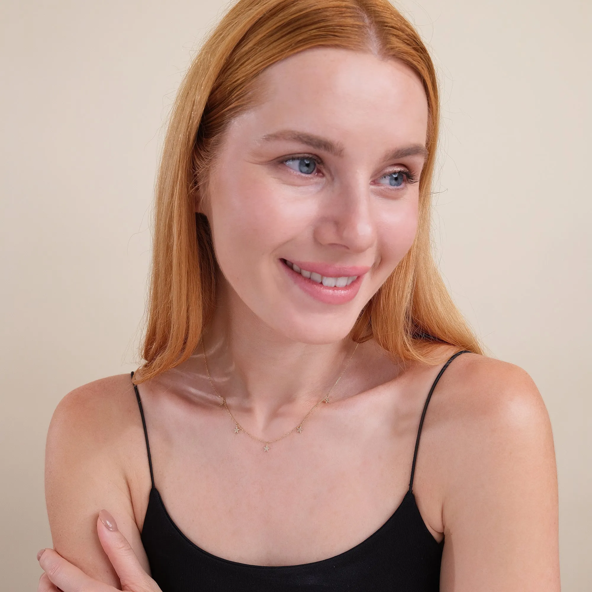 Dainty Diamond Star Drop Necklace, Polaris